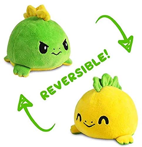 Peluche Reversible Con Diseño De Dinosaurio, Color Verde Y Estegosaurio Amarillo - Venta Internacional.