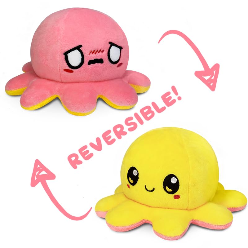 Foto 4 pulgar | Pulpo Reversible Con Forma De Tortuga De Peluche, Amarillo, Feliz Y Rosa Preocupado - Venta Internacional.