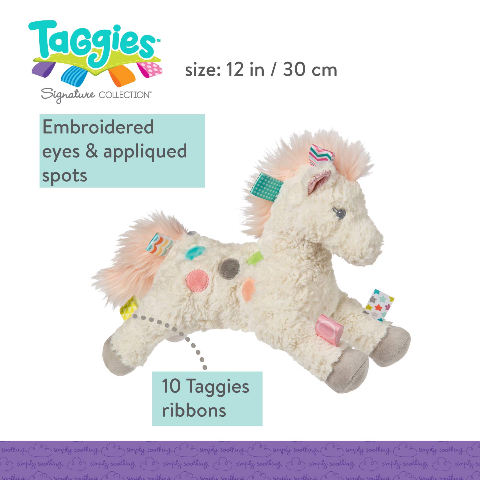 Foto 4 pulgar | Peluche Mary Meyer Taggies Con Forma De Poni Pintado Con Forma De Animal De Peluche, 28 Cm - Venta Internacional.