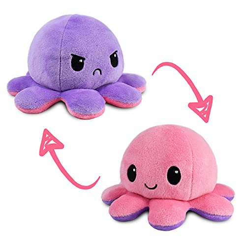 Peluche Teeturtle Reversible Con Forma De Pulpo Rosa Y Morado, 10 Cm - Venta Internacional.