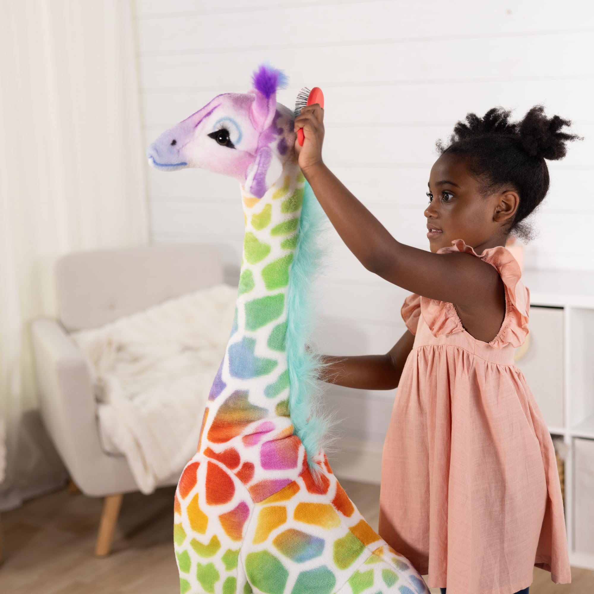 Foto 4 pulgar | Juguete De Peluche Melissa & Doug Rainbow Jiraffe De 4 Pies De Altura - Venta Internacional.