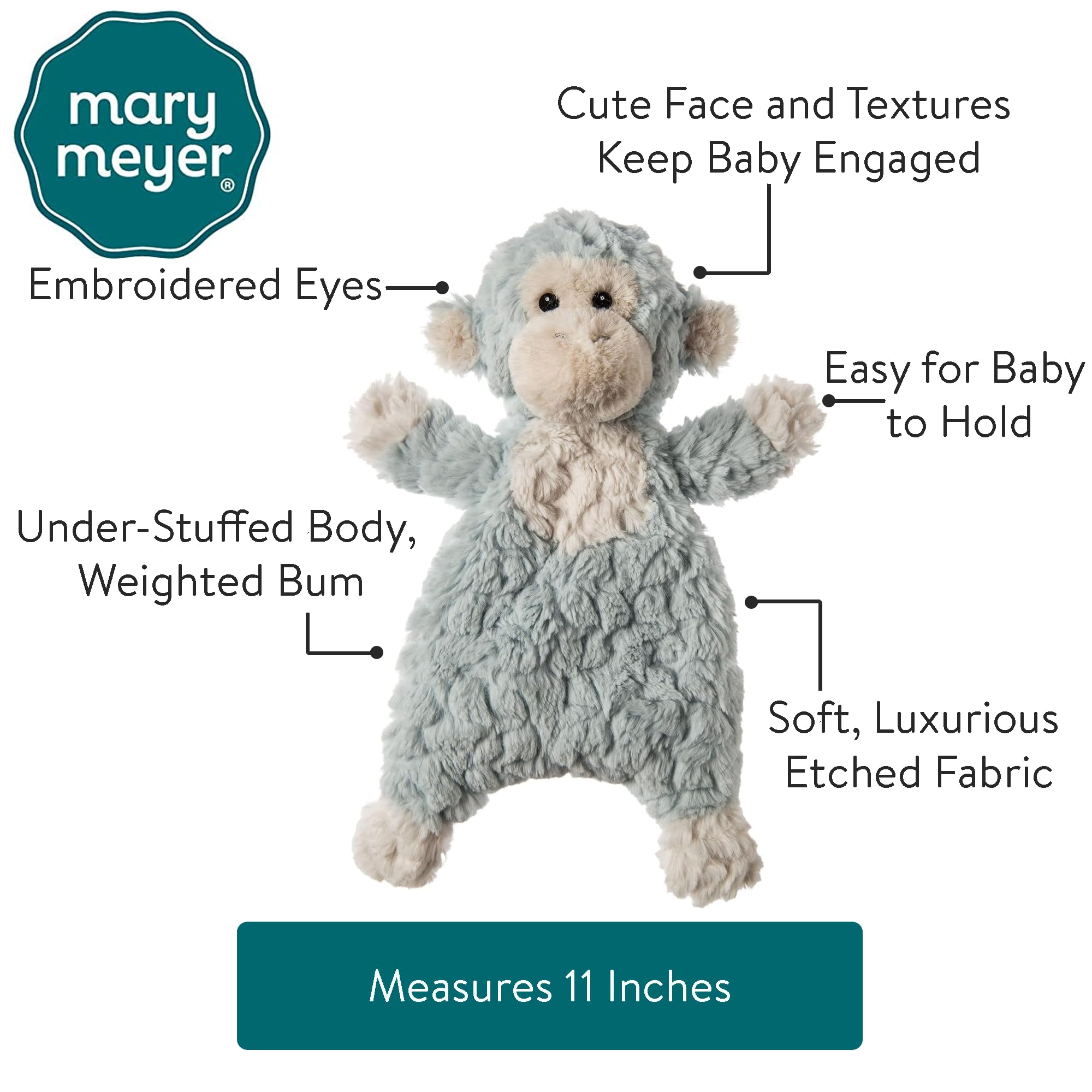 Foto 4 pulgar | Peluche Mary Meyer Putty Nursery Lovey Seafoam Monkey 28 Cm - Venta Internacional.