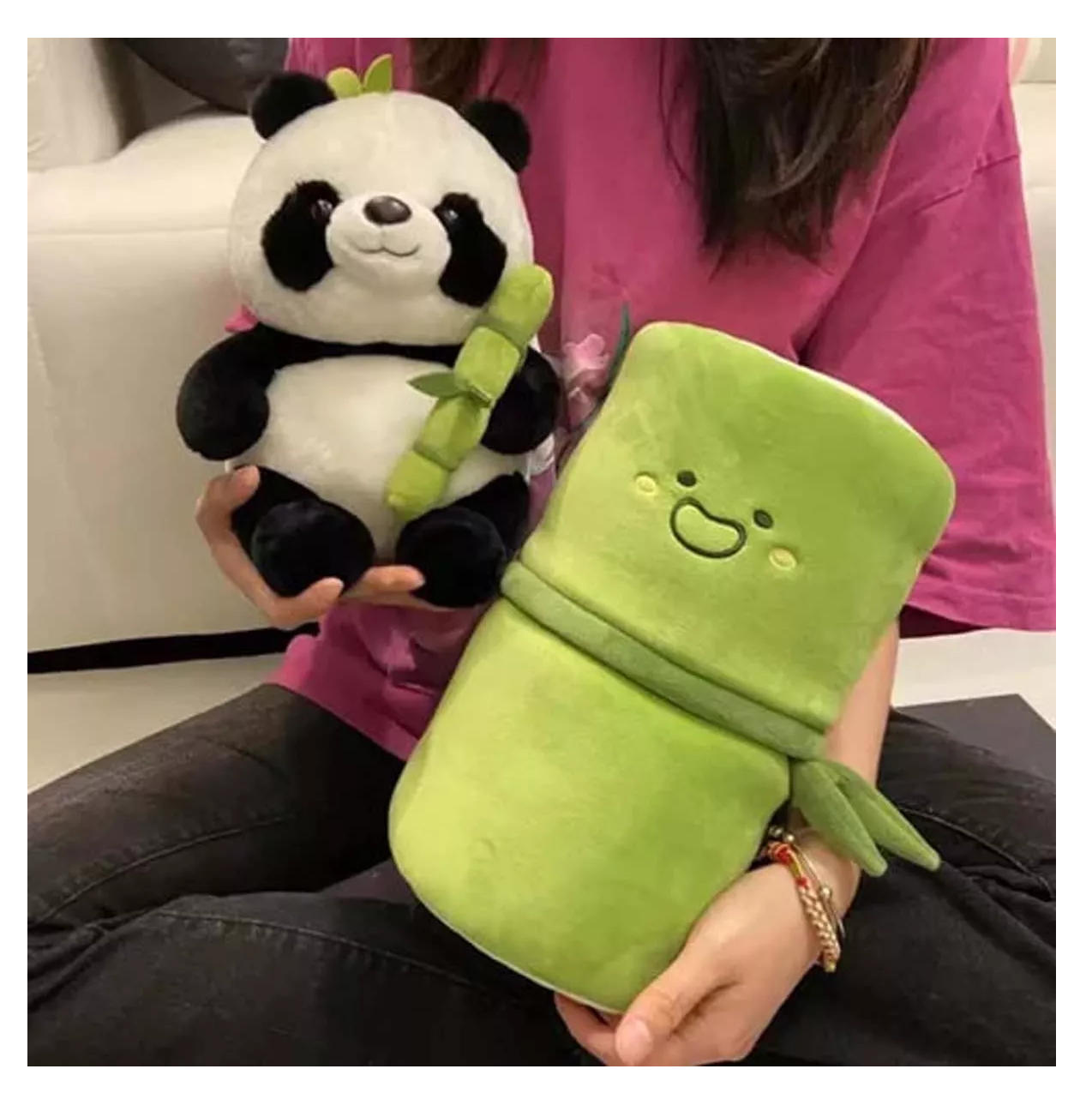 Foto 4 pulgar | Simpático Muñeco Panda Y Almohada De Felpa De Bambú 35 Cm Verde Oso Polar