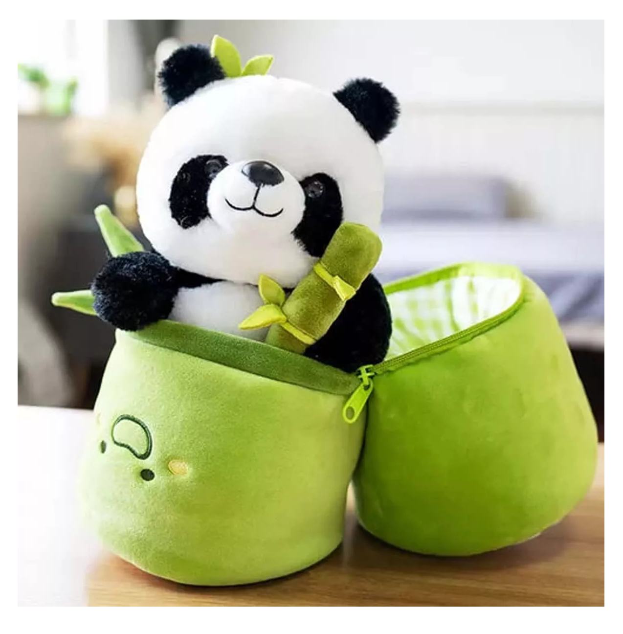 Foto 5 pulgar | Simpático Muñeco Panda Y Almohada De Felpa De Bambú 35 Cm Verde Oso Polar