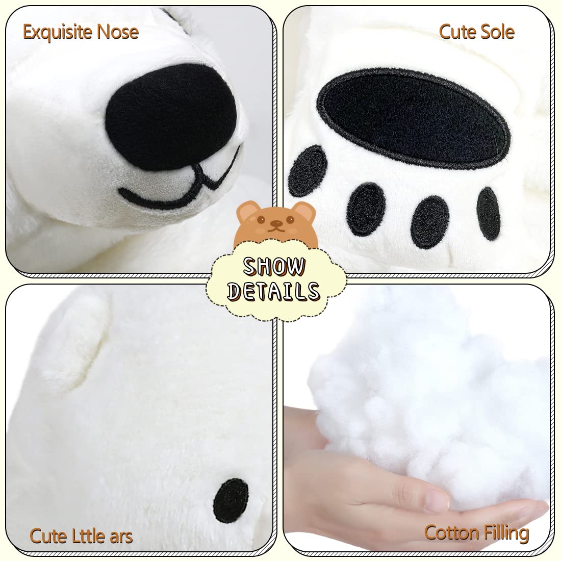 Foto 6 pulgar | Peluche Snowolf Djungelskog, Oso Gigante, 80 Cm, Blanco - Venta Internacional.