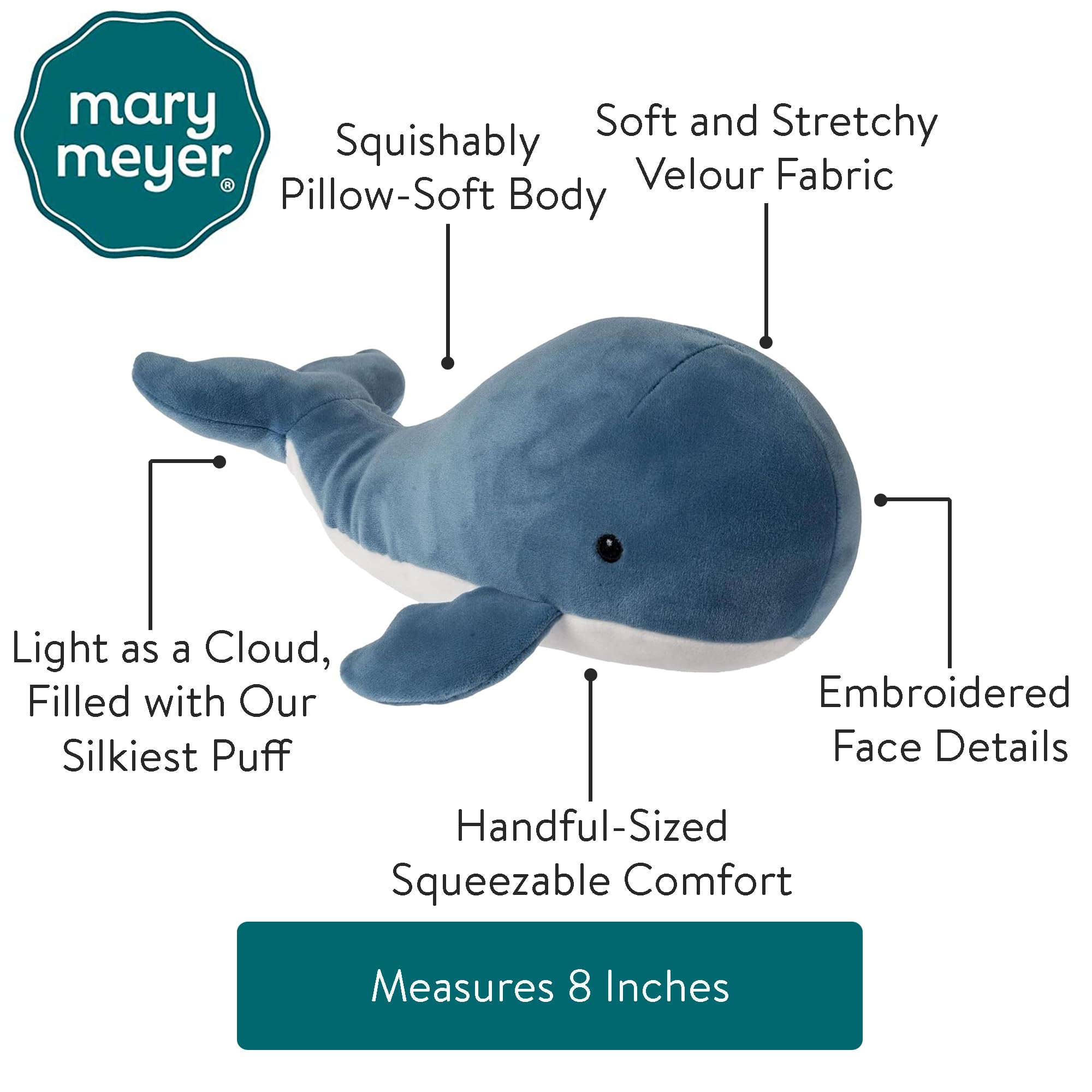 Foto 4 | Almohada Con Forma De Peluche Mary Meyer Smootheez, Peluche, Ballena Azul - Venta Internacional.