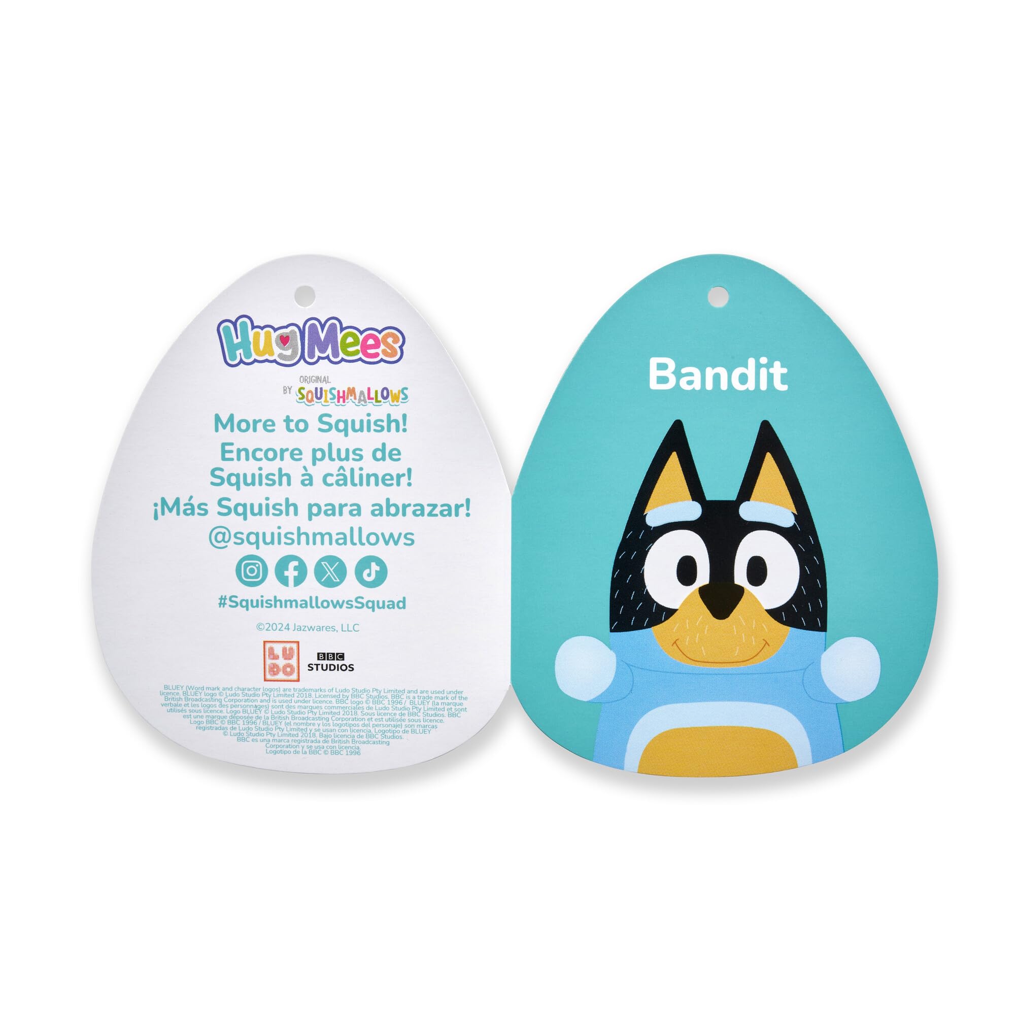 Foto 4 pulgar | Peluche Squishmallows Original Bluey Bandit Hugmees 25 Cm - Venta Internacional.