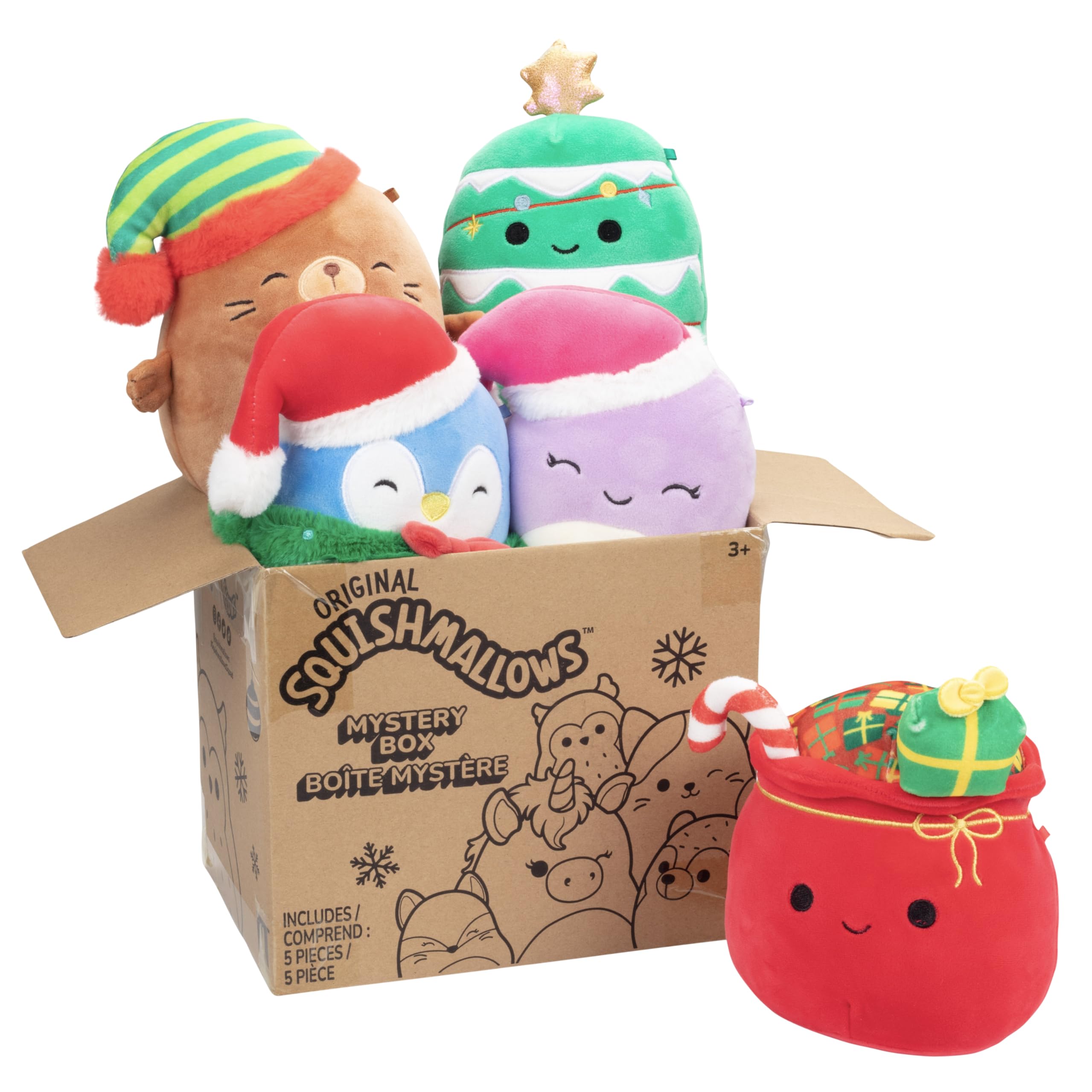 Juguete De Peluche Squishmallows Original Holiday, Paquete De 5, 13 Cm, Jazwares - Venta Internacional.