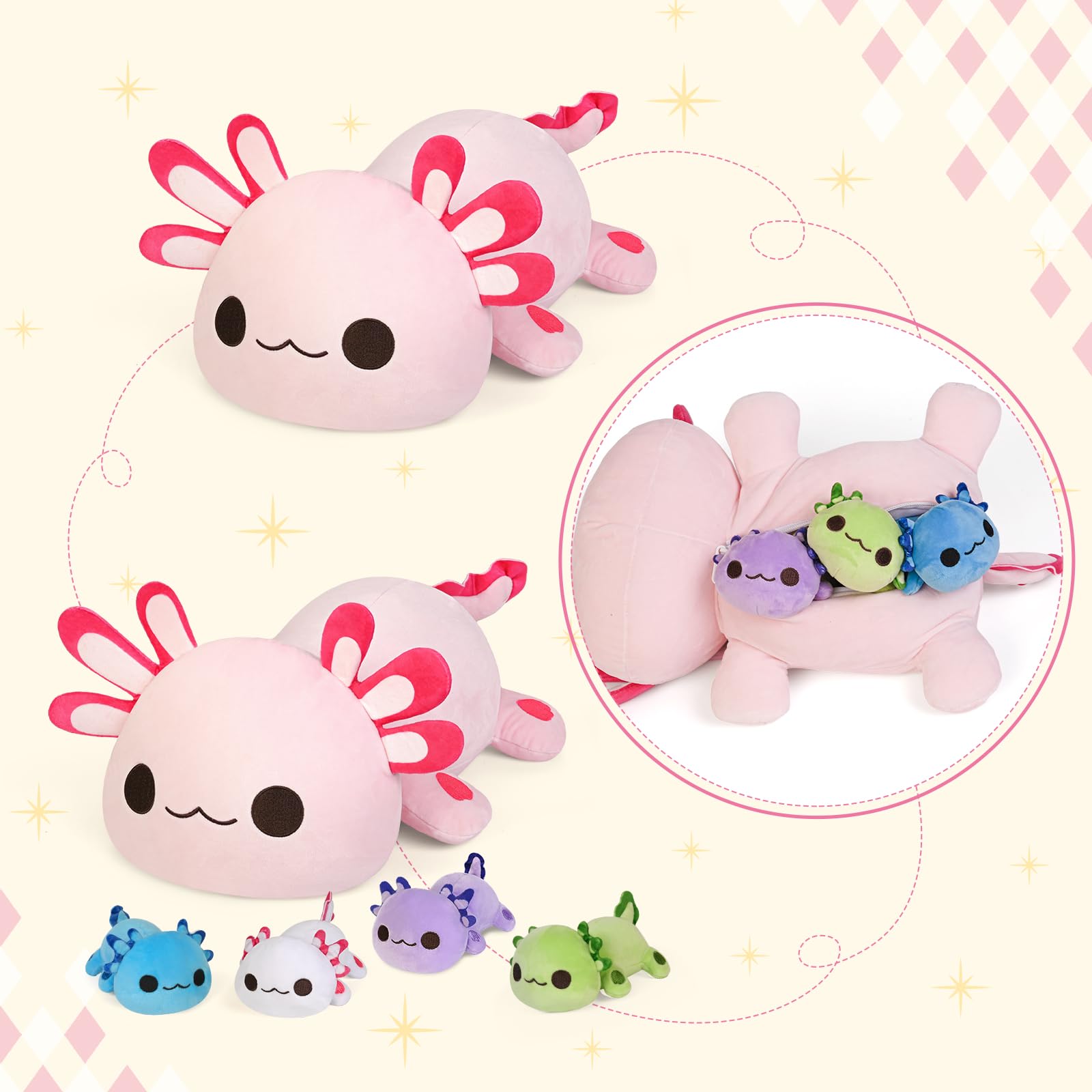 Foto 3 pulgar | Juguetes De Peluche Kmuysl Axolotl Mommy Con 4 Bebés De 40 Cm Para Niños Mayores De 3 Años - Venta Internacional.