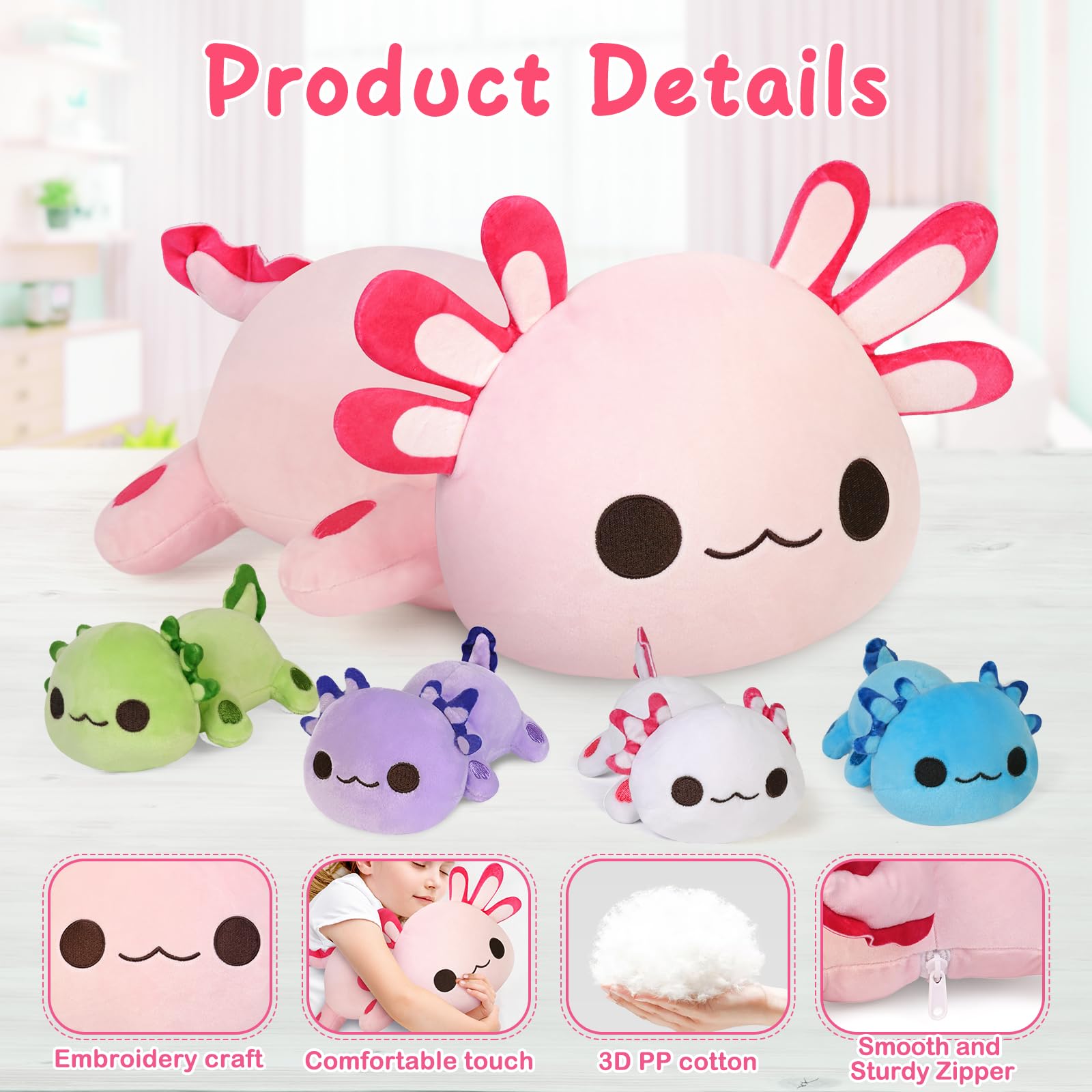 Foto 4 pulgar | Juguetes De Peluche Kmuysl Axolotl Mommy Con 4 Bebés De 40 Cm Para Niños Mayores De 3 Años - Venta Internacional.