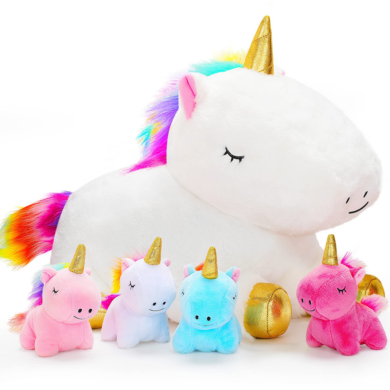 Foto 2 pulgar | Mamá Unicornio De Peluche Con 4 Unicornios Bebés Para Niñas Mayores De 3 Años - Venta Internacional.