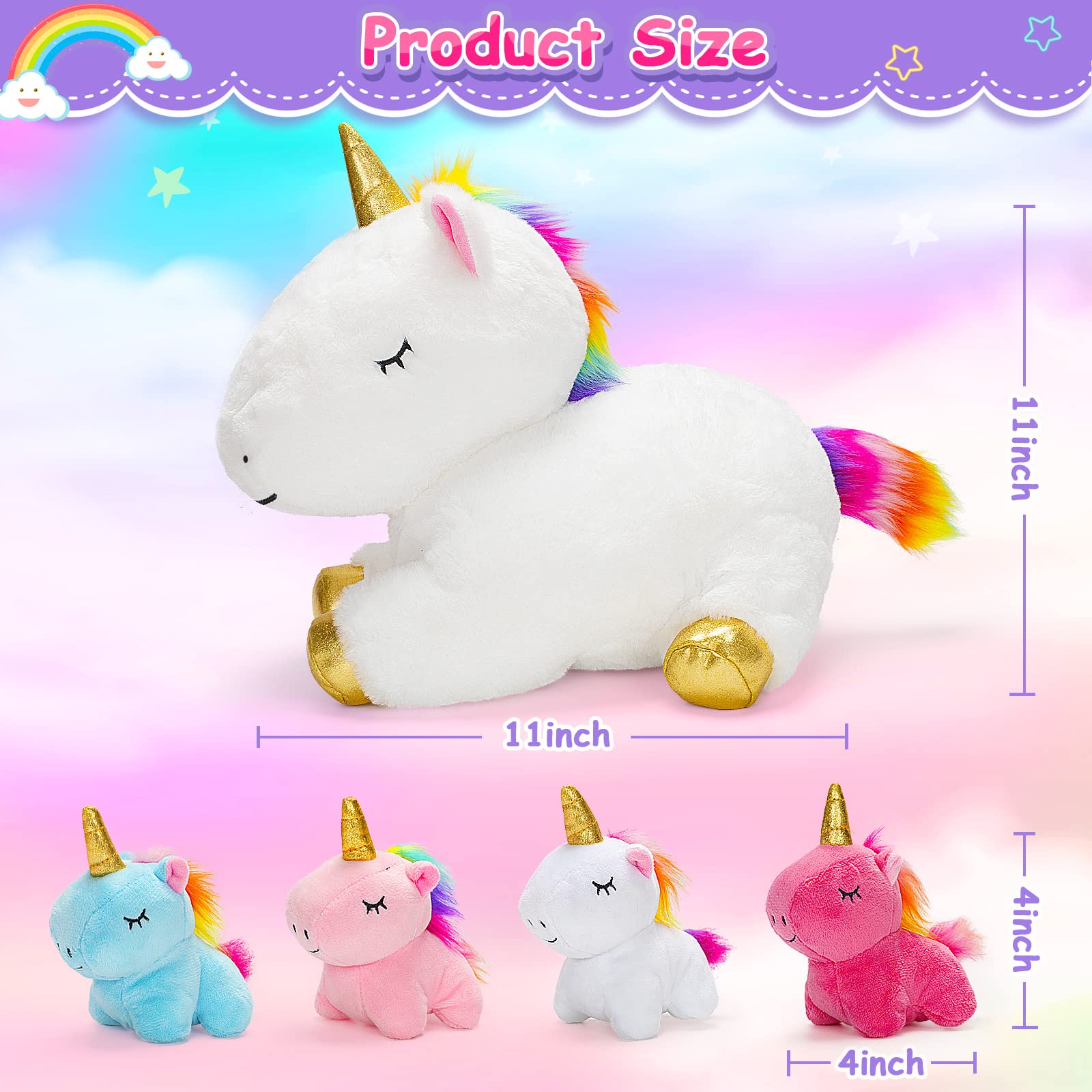 Foto 6 pulgar | Mamá Unicornio De Peluche Con 4 Unicornios Bebés Para Niñas Mayores De 3 Años - Venta Internacional.