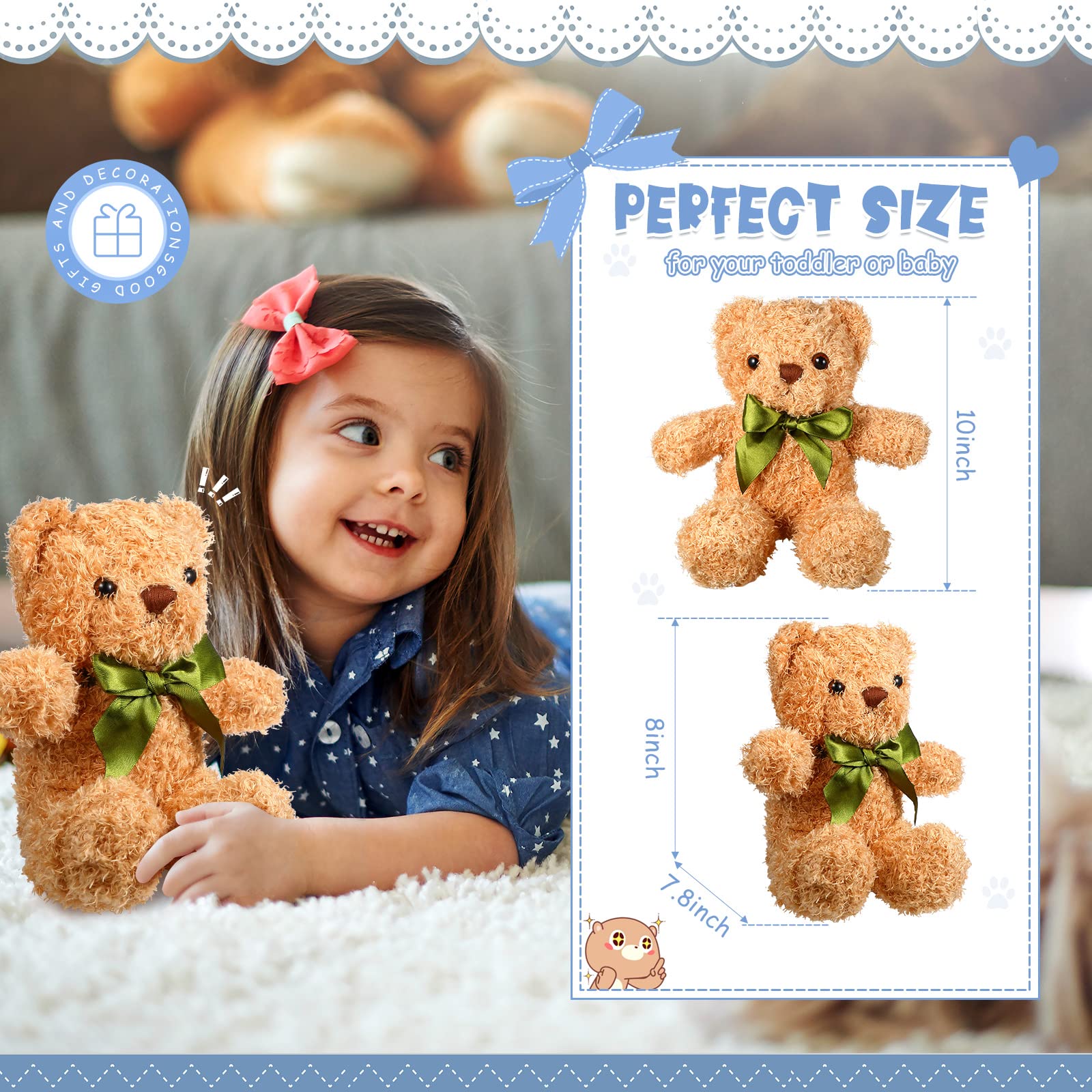 Foto 3 pulgar | Muñeco De Peluche Hydren Con Forma De Oso De Peluche, 25 Cm, Con Lazo Para Niños (24 Unidades) - Venta Internacional.