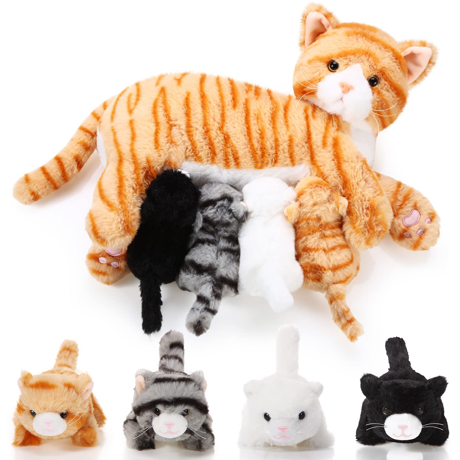 Animal De Peluche Skylety, Gato Cariñoso Con Gatitos De Peluche De 40 Cm - Venta Internacional.