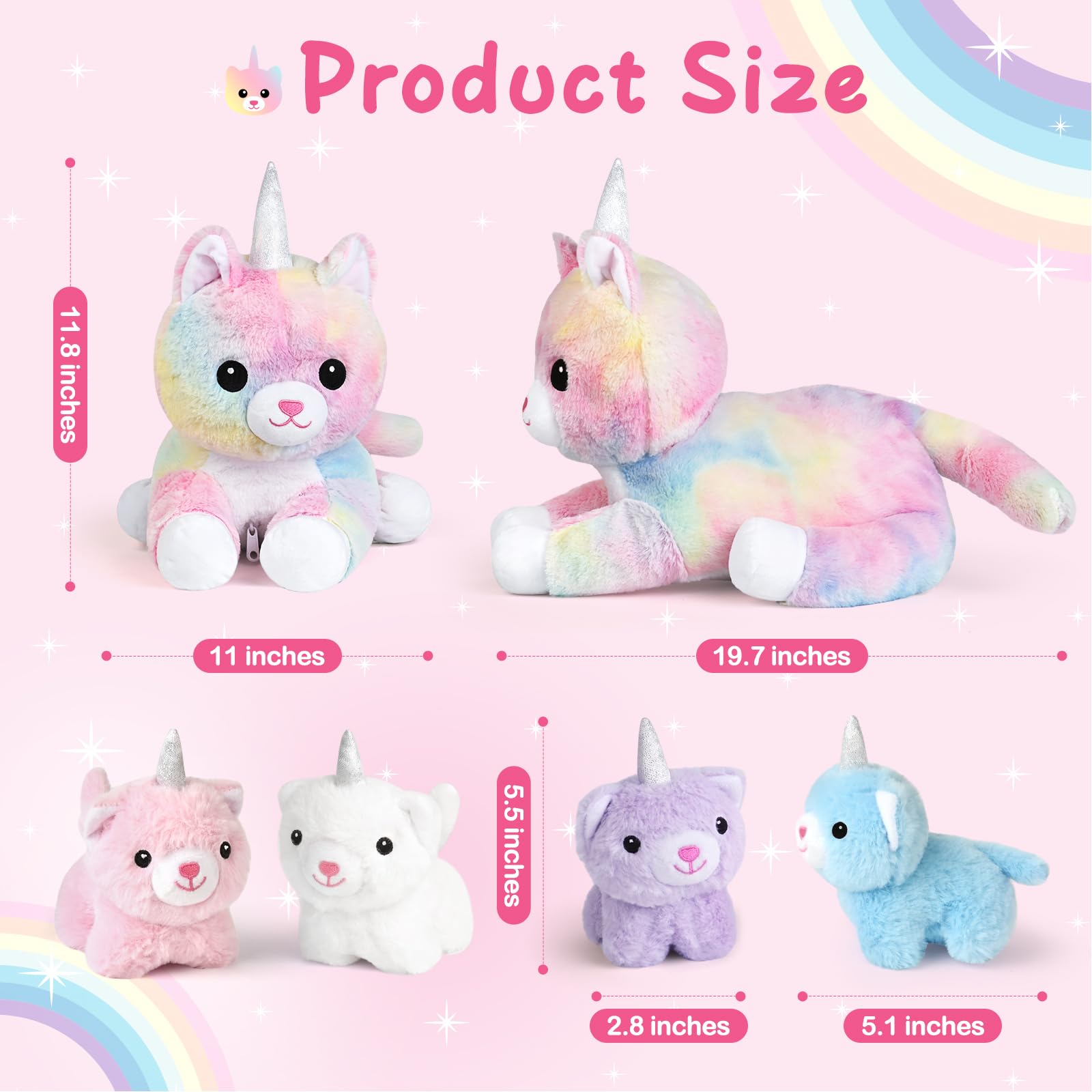 Foto 4 pulgar | Juguetes De Peluche Con Forma De Unicornio Para Gatos Kmuysl Con 4 Gatitos - Venta Internacional.