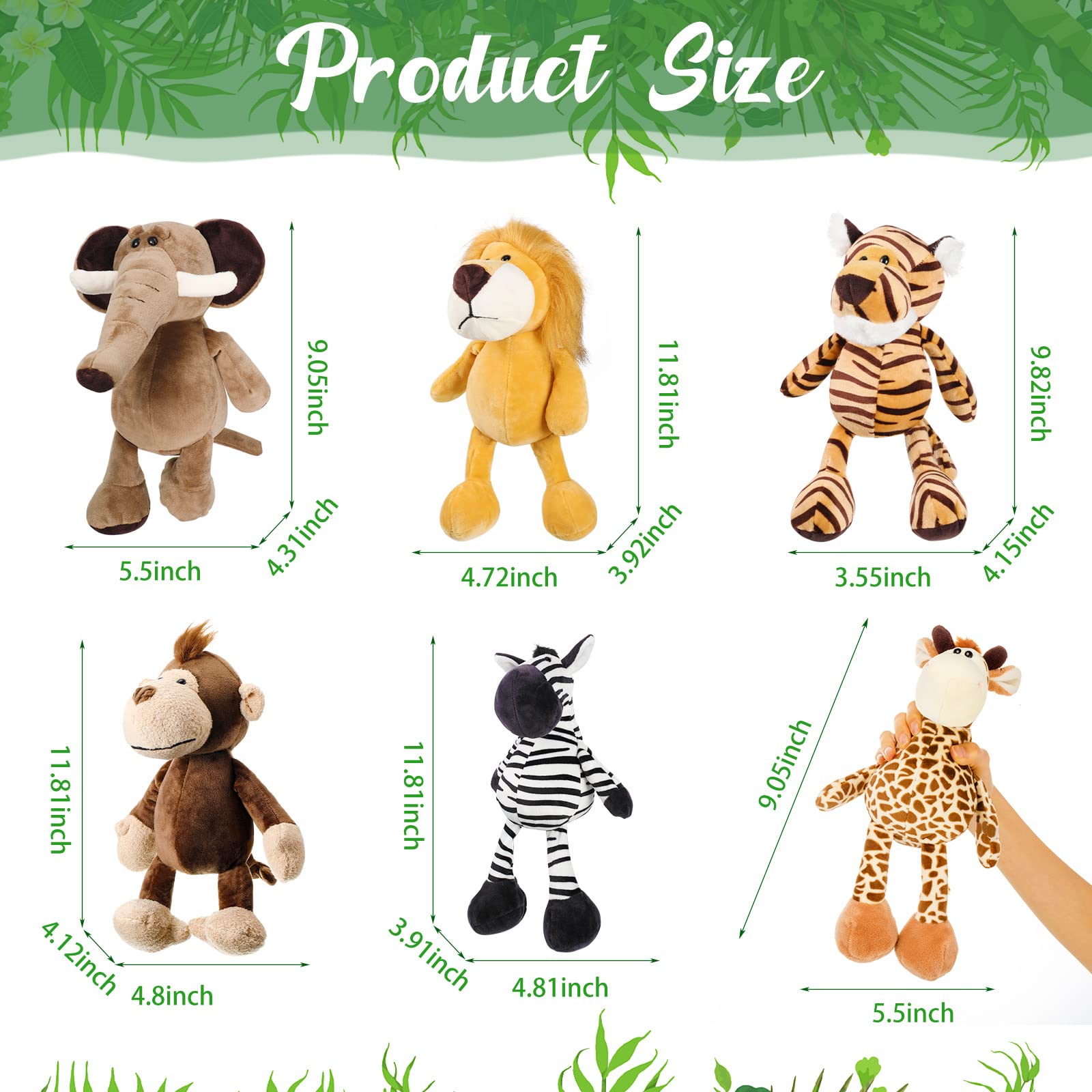 Foto 2 | Set De Animales De Peluche Safari Jungle Animal Toys Para Niños, 6 Piezas - Venta Internacional.