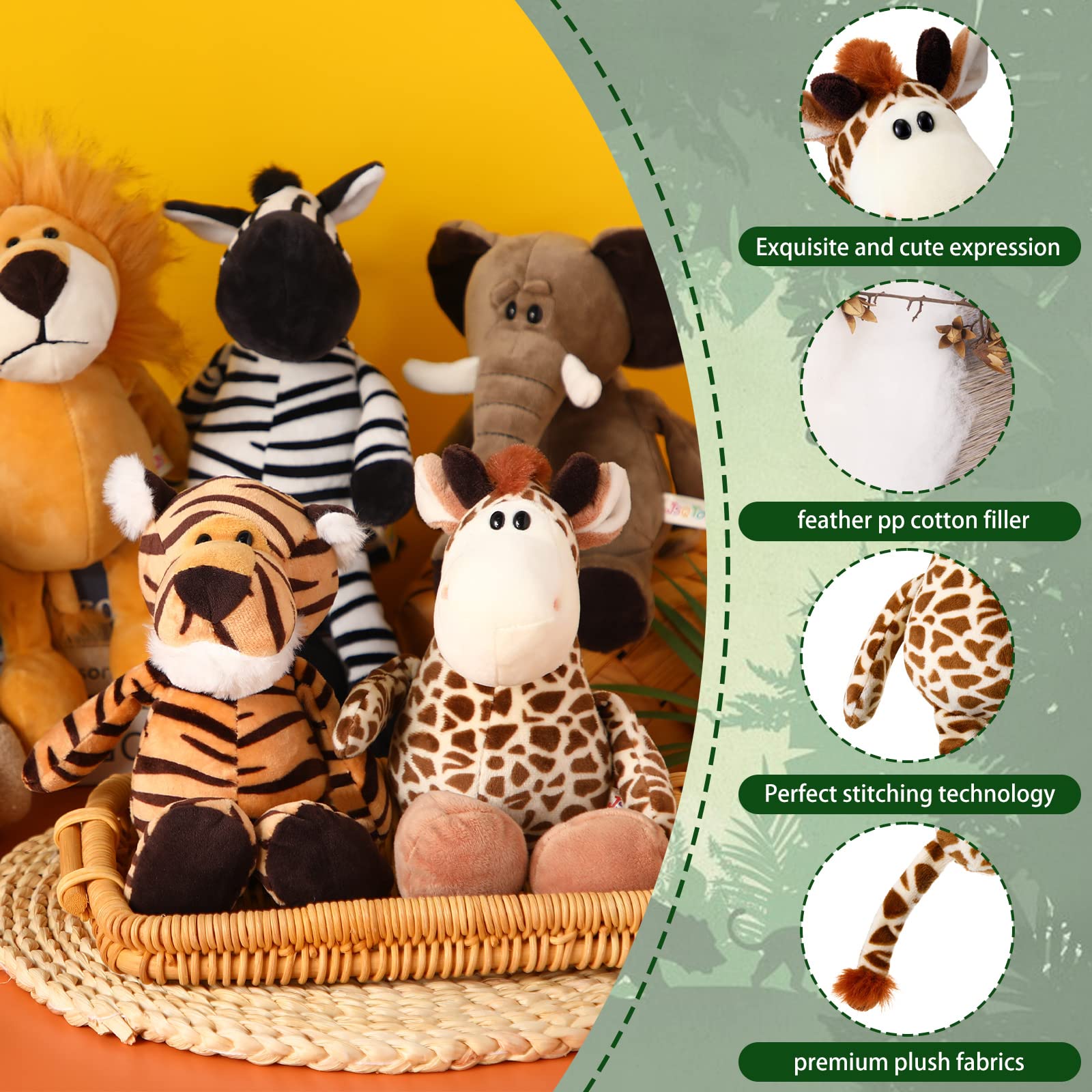 Foto 4 pulgar | Set De Animales De Peluche Safari Jungle Animal Toys Para Niños, 6 Piezas - Venta Internacional.