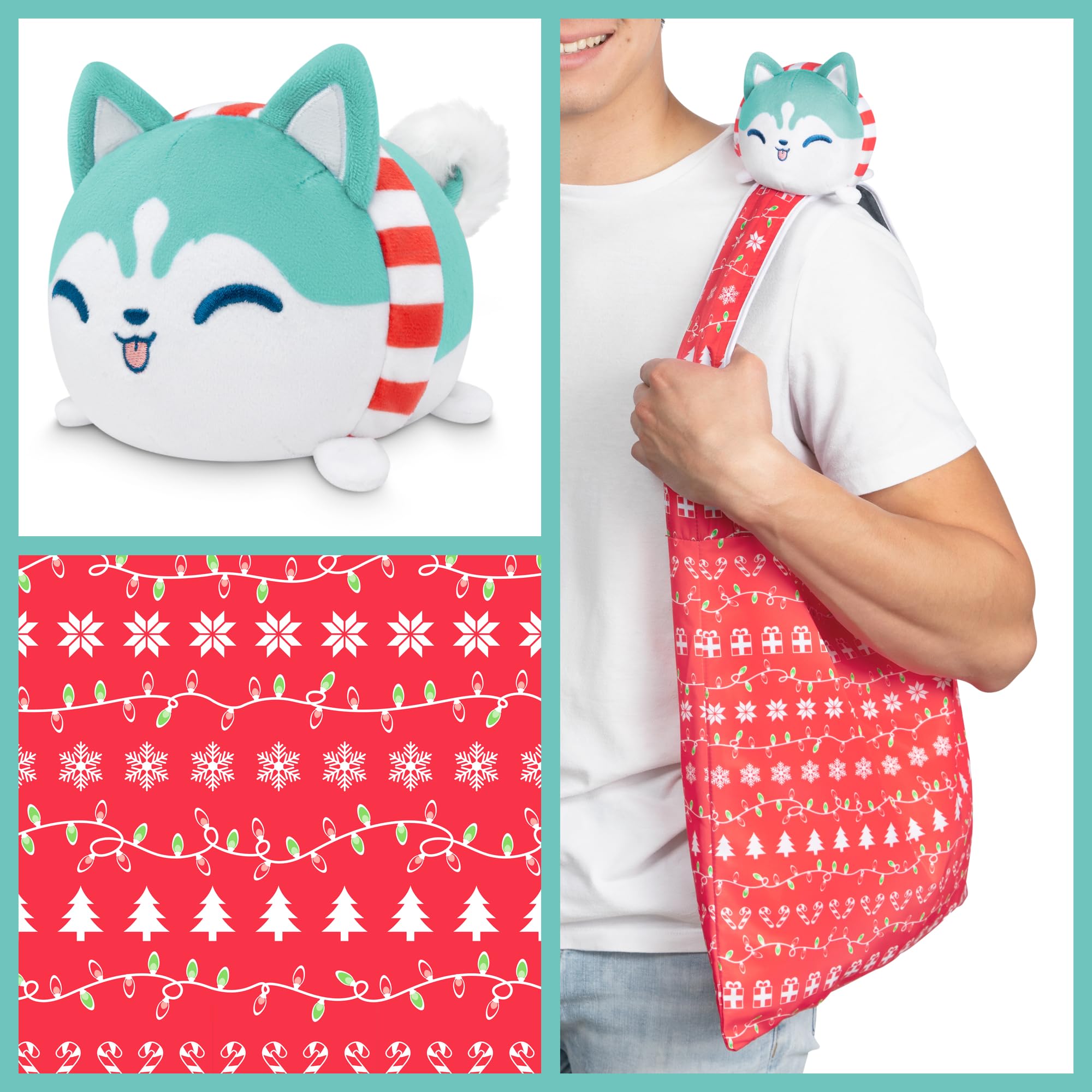 Foto 3 pulgar | Bolso De Mano Teeturtle Festive Holiday Husky Con Peluche - Venta Internacional.