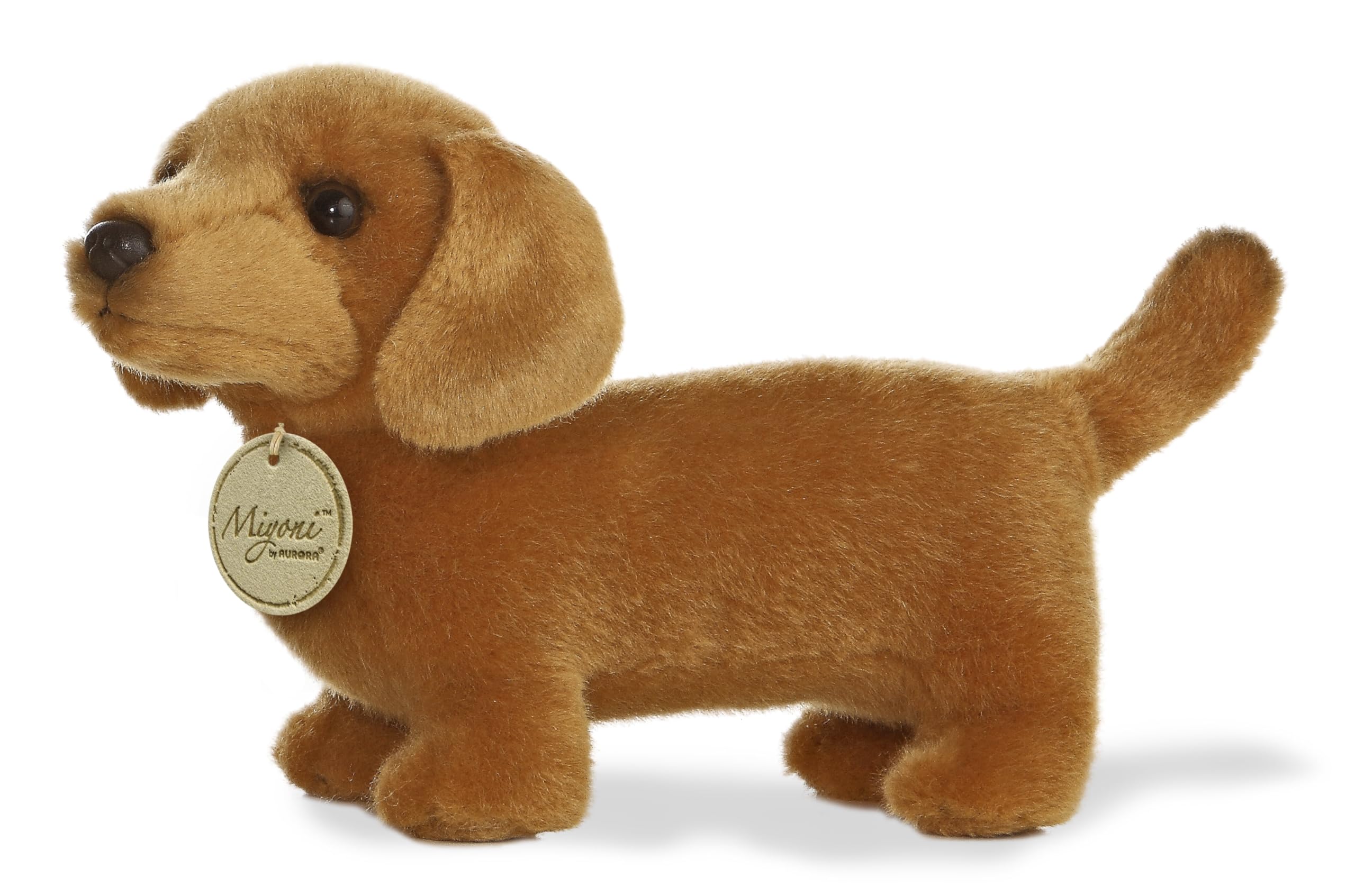 Peluche Aurora  Adorable Dachshund Miyoni  De 20 Cm, Color Marrón - Venta Internacional.