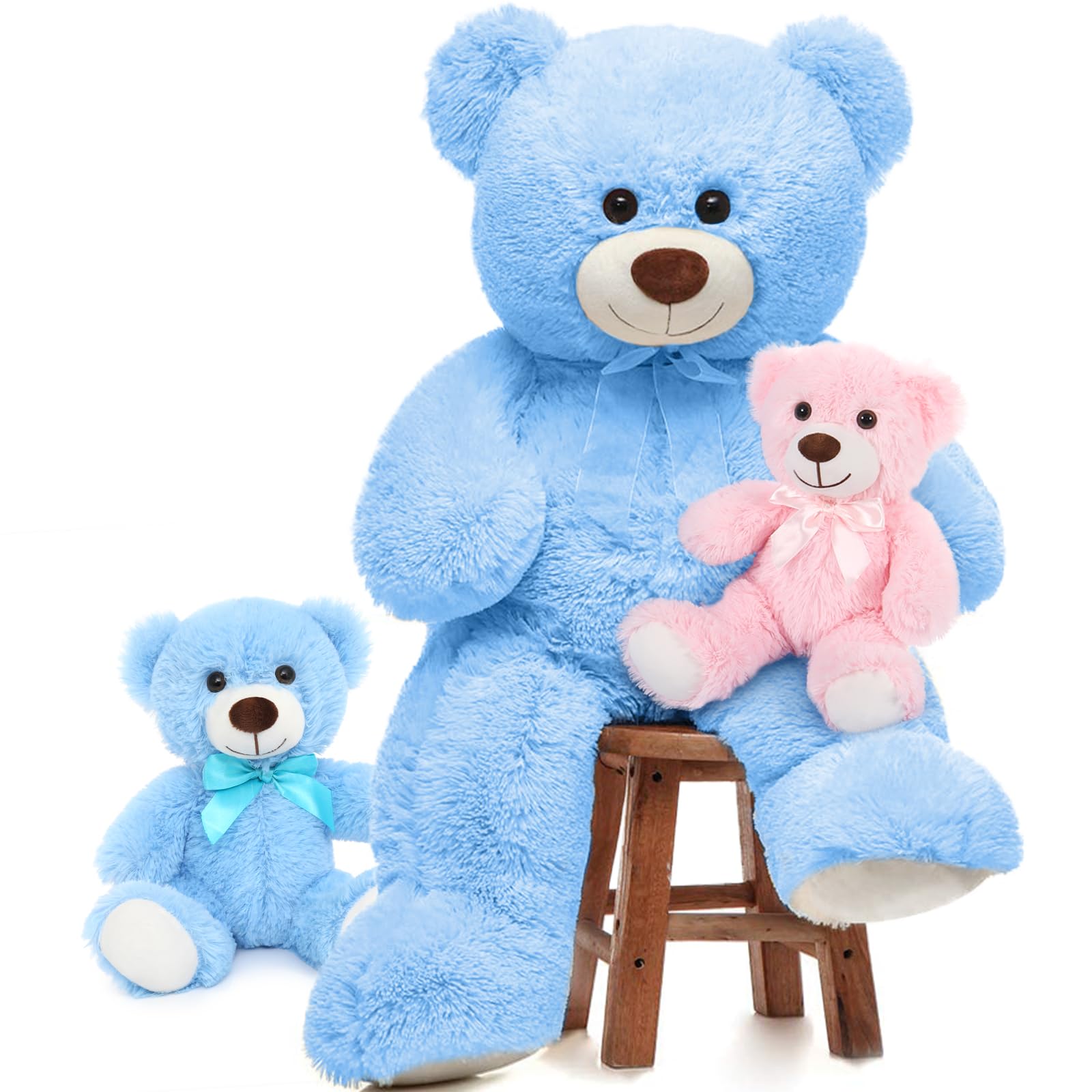 Oso De Peluche Morismos Giant Con Bebés De 36 Pulgadas, Azul - Venta Internacional.