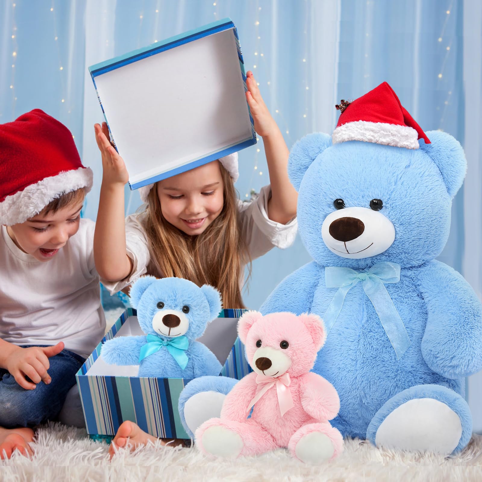 Foto 4 | Oso De Peluche Morismos Giant Con Bebés De 36 Pulgadas, Azul - Venta Internacional.
