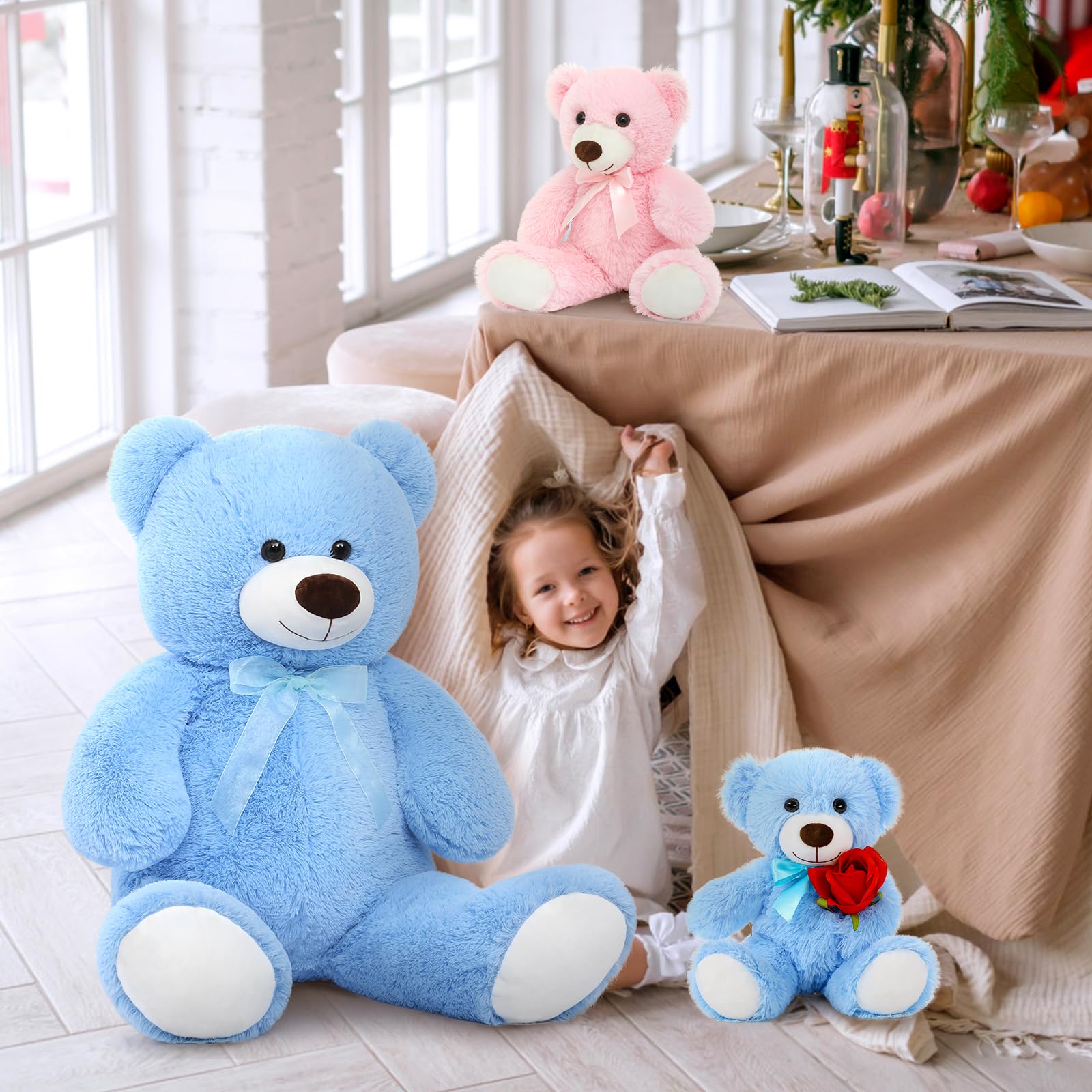 Foto 6 pulgar | Oso De Peluche Morismos Giant Con Bebés De 36 Pulgadas, Azul - Venta Internacional.