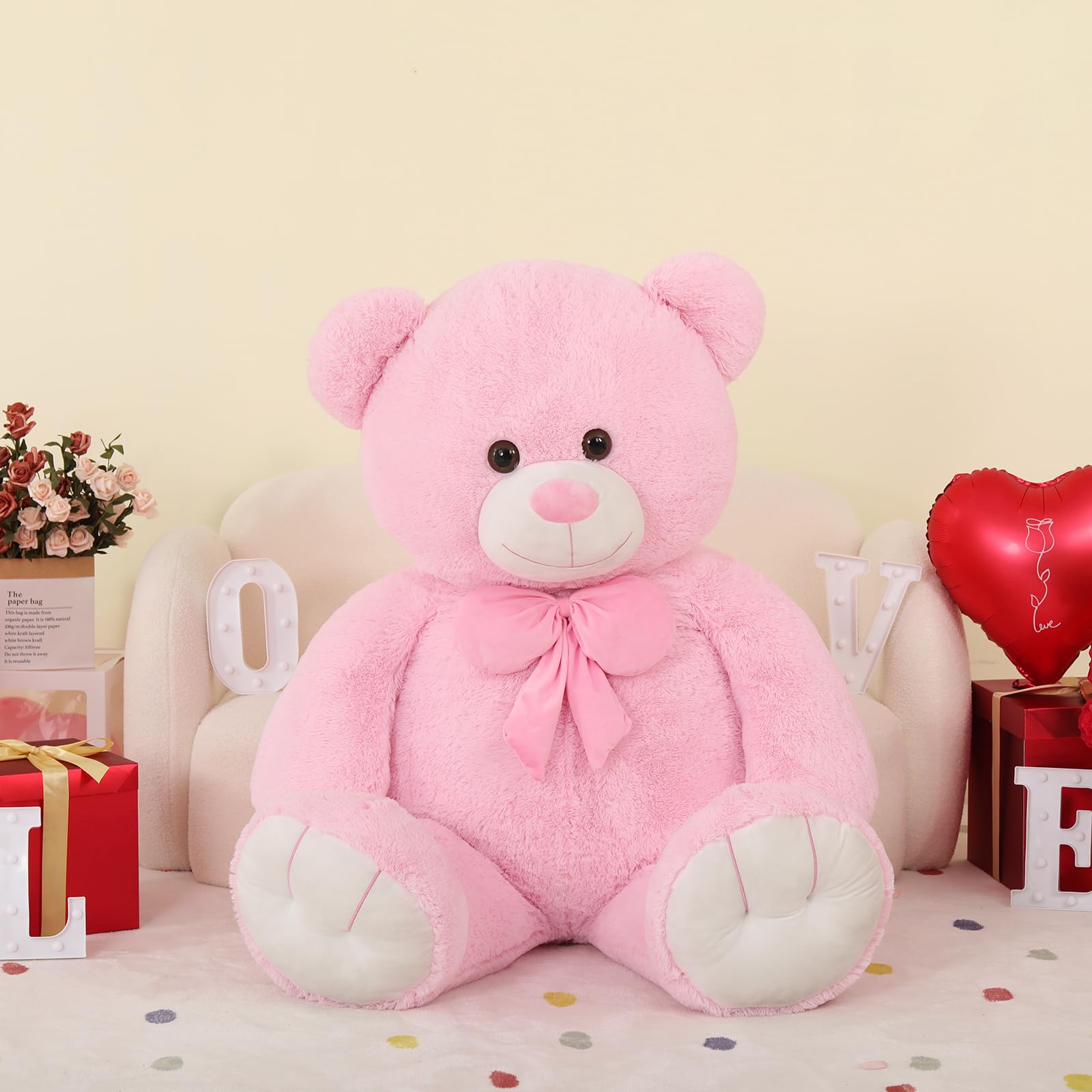 Foto 3 | Oso De Peluche Morismos, Tamaño Grande, 120 Cm, Para Mamá, Color Rosa - Venta Internacional.