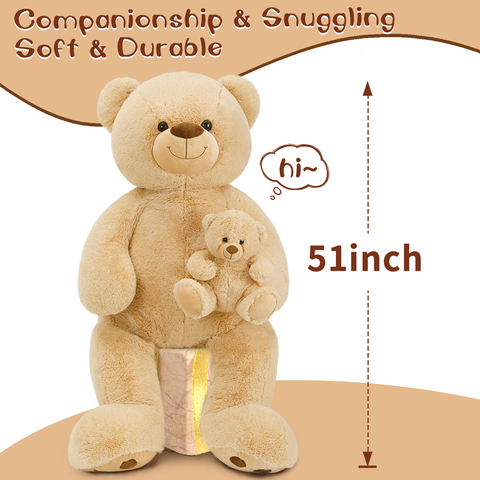 Foto 4 pulgar | Oso De Peluche Morismos Giant De 120 Cm Con Color Marrón Bebé - Venta Internacional.