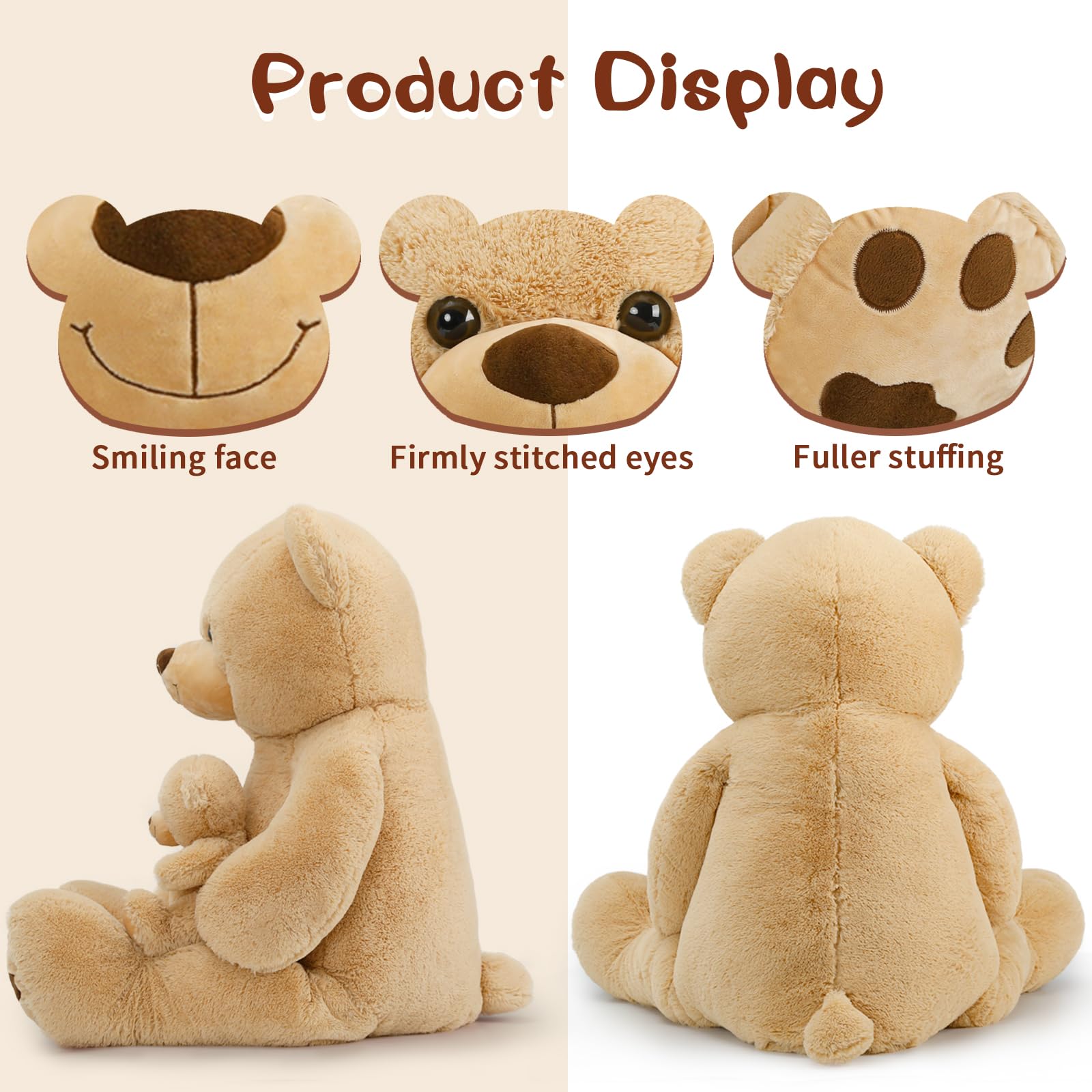 Foto 5 pulgar | Oso De Peluche Morismos Giant De 120 Cm Con Color Marrón Bebé - Venta Internacional.