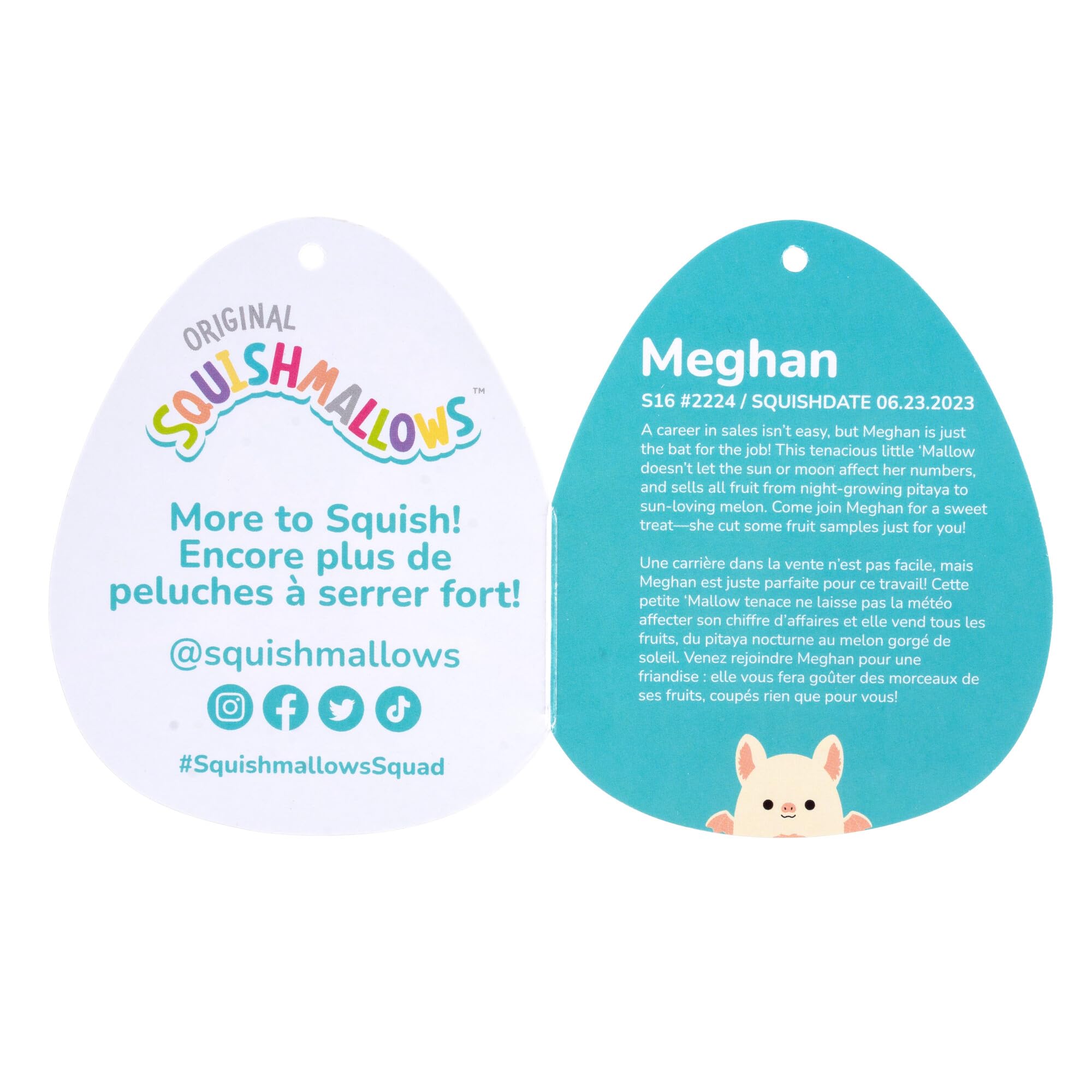 Foto 4 pulgar | Peluche Squishmallows Original Meghan Cream Fruit Bat 40 Cm - Venta Internacional.
