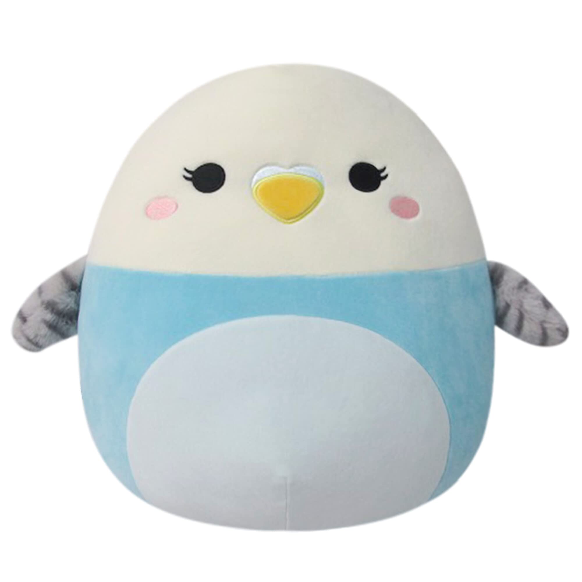 Peluche Squishmallows Tycho Con Forma De Periquito Azul Y Blanco, 35 Cm - Venta Internacional.