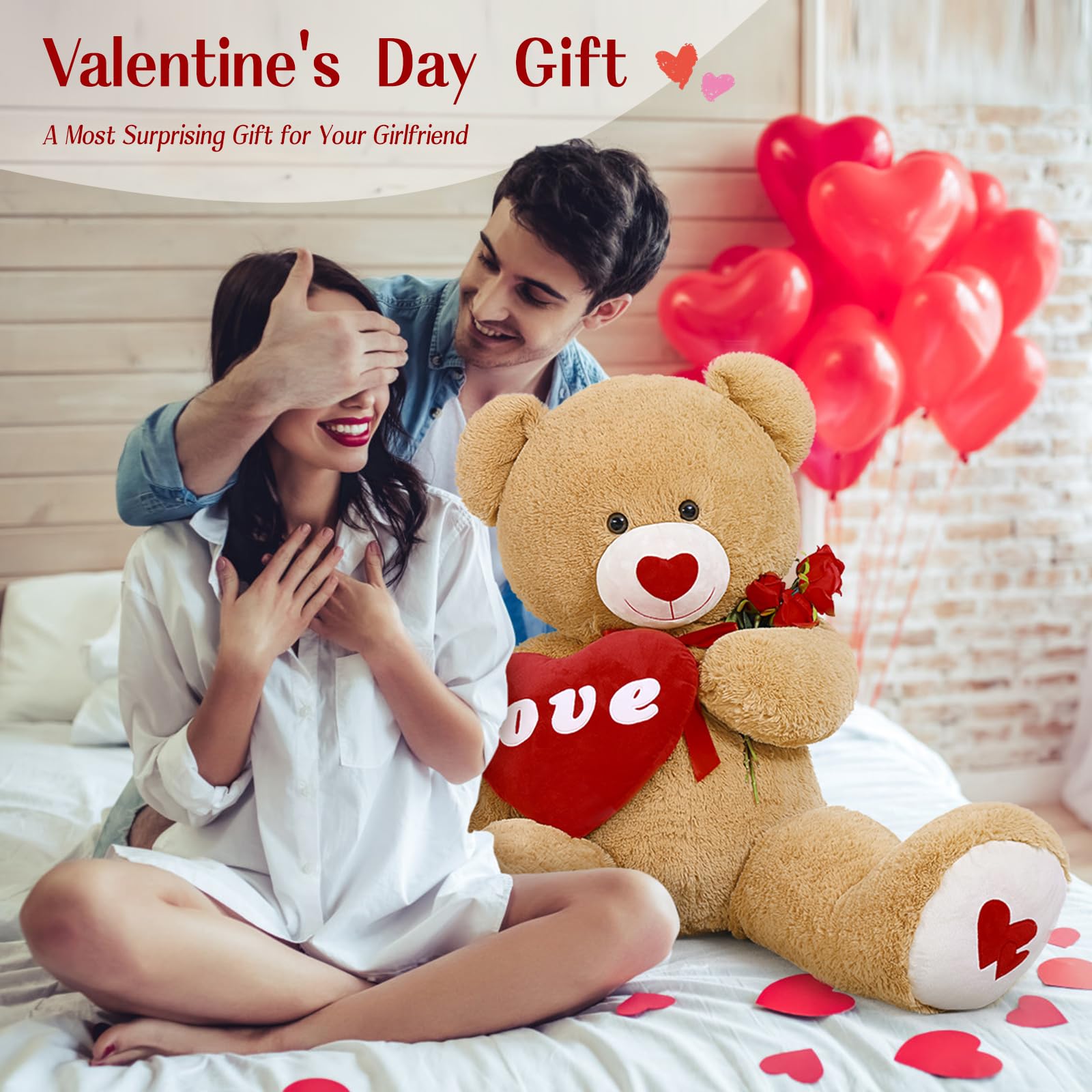 Foto 4 pulgar | Peluche Gigante Morismos con Forma de Corazón 120 Cm - Venta Internacional
