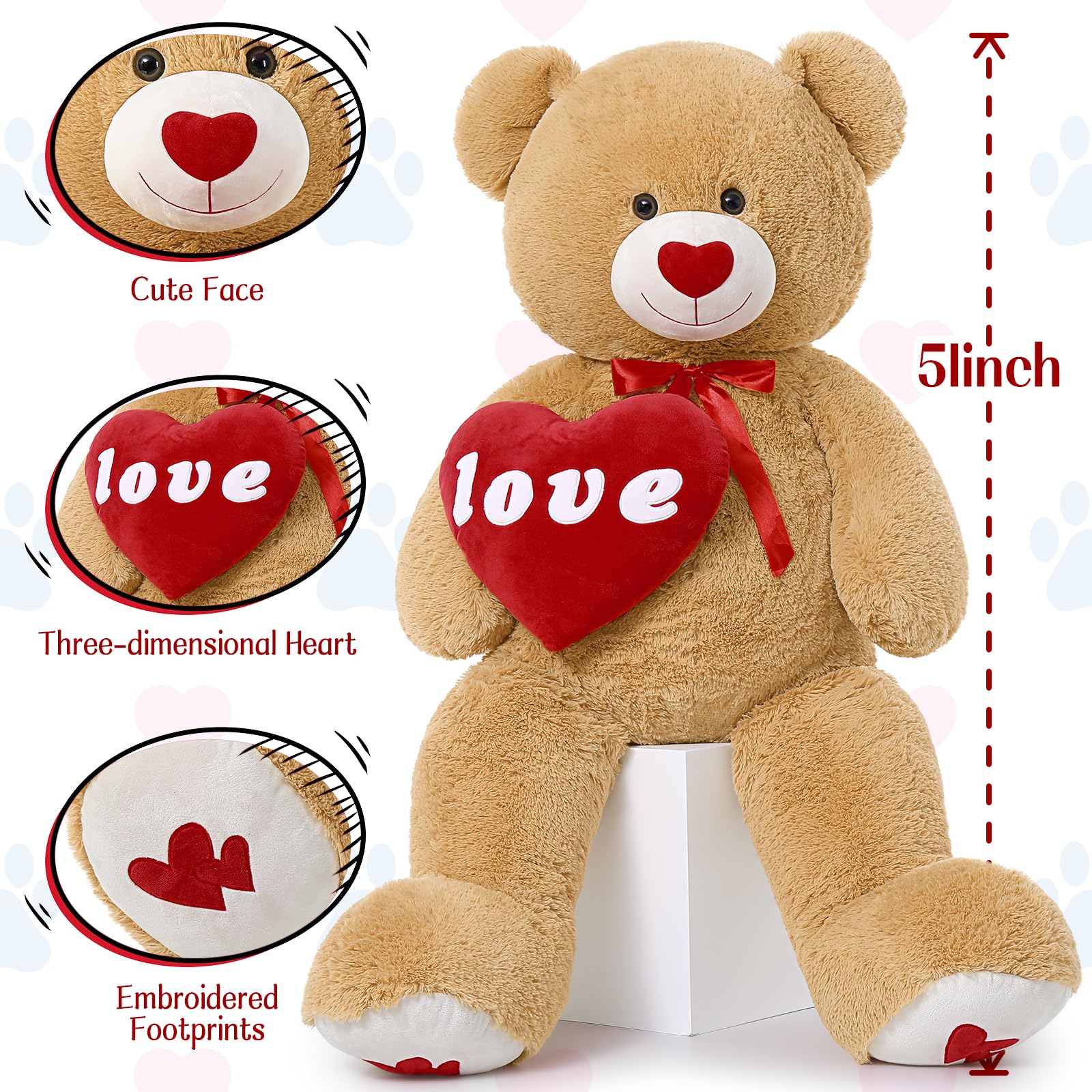 Foto 4 | Peluche Gigante Morismos con Forma de Corazón 120 Cm - Venta Internacional
