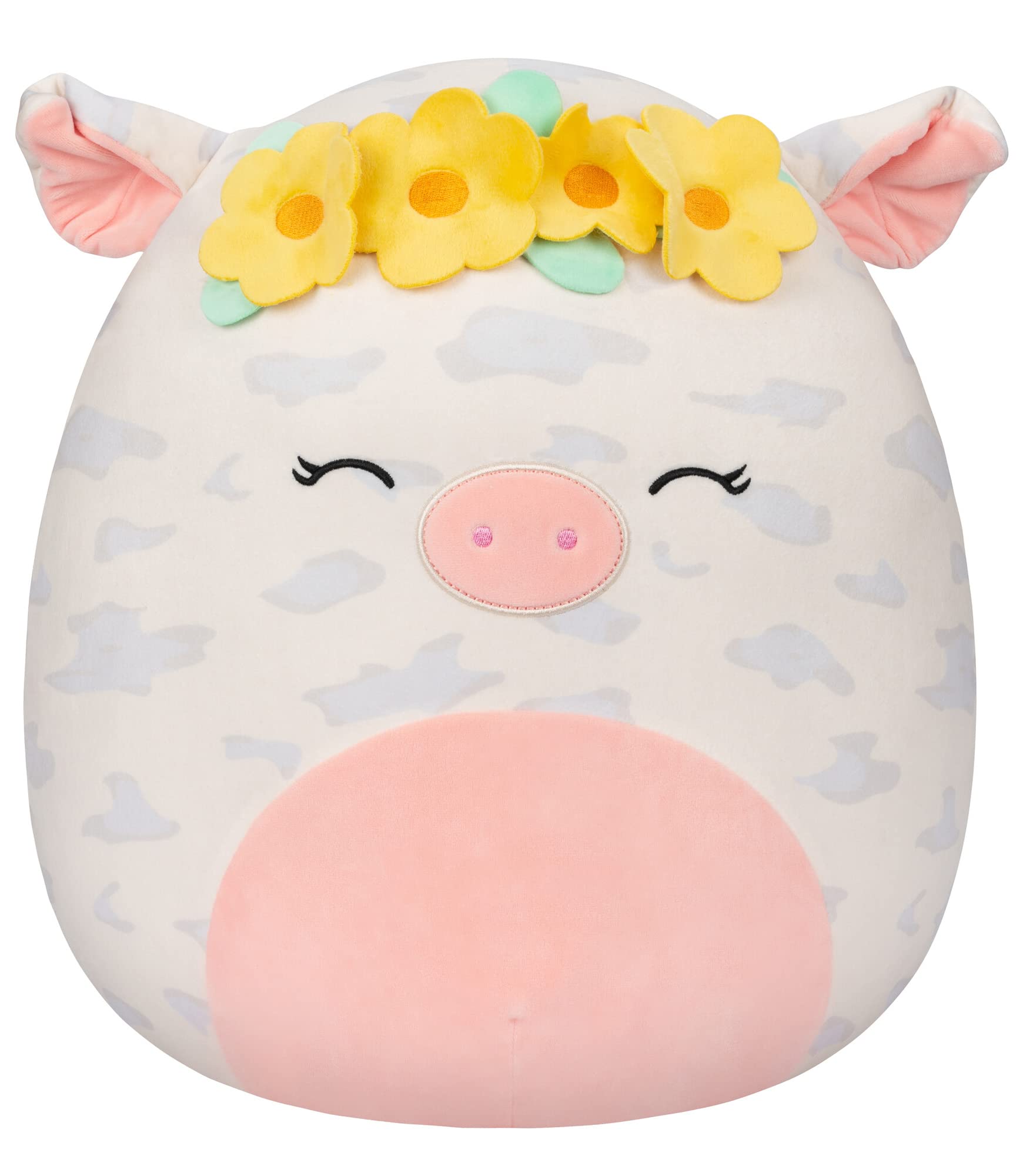 Peluche Squishmallows Rosie Spotted Pig De 40 Cm Con Corona De Flores - Venta Internacional.