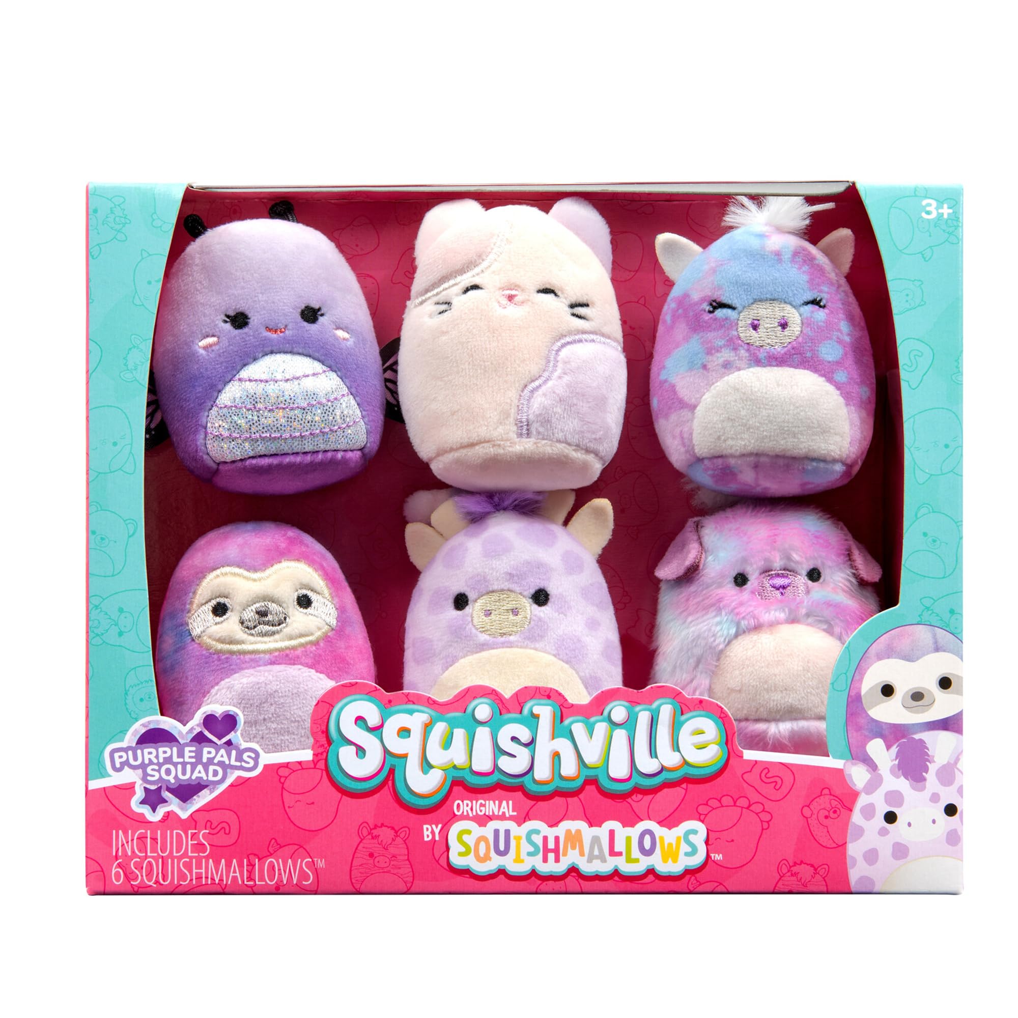 Peluche Squishville Purple Pals Squad Con 6 Squishmallows - Venta Internacional.