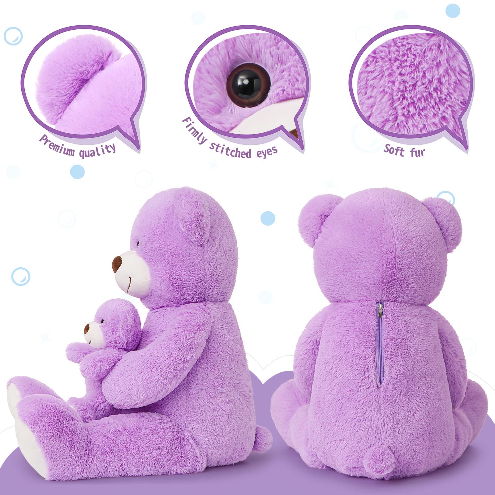 Foto 7 pulgar | Oso de Peluche Morismos Giant Mommy & Baby Purple - Venta Internacional