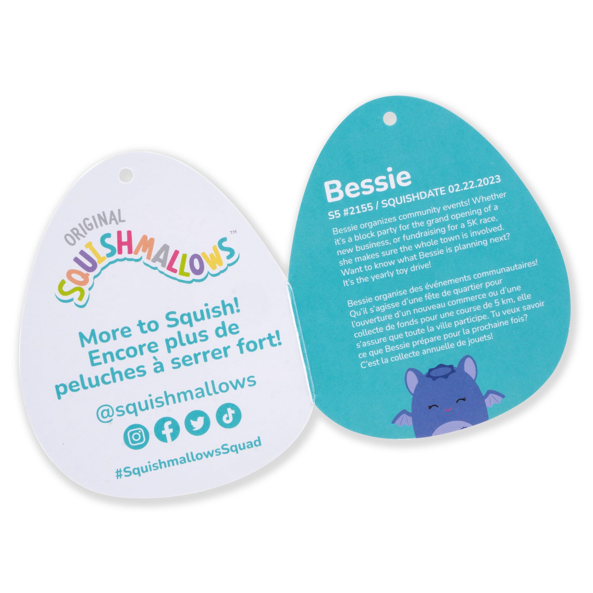 Foto 4 pulgar | Bate De Peluche Squishmallows Original Bessie Blueberry De 13 Cm - Venta Internacional.