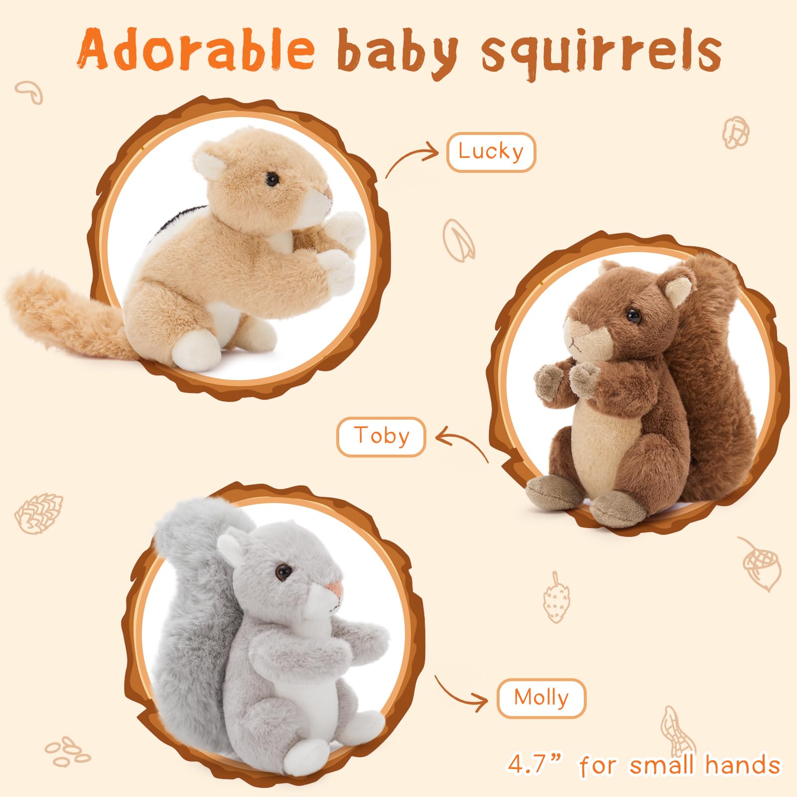 Foto 6 pulgar | Animal De Peluche Mao Golan Con 3 Ardillas Bebés, 4 Unidades - Venta Internacional.