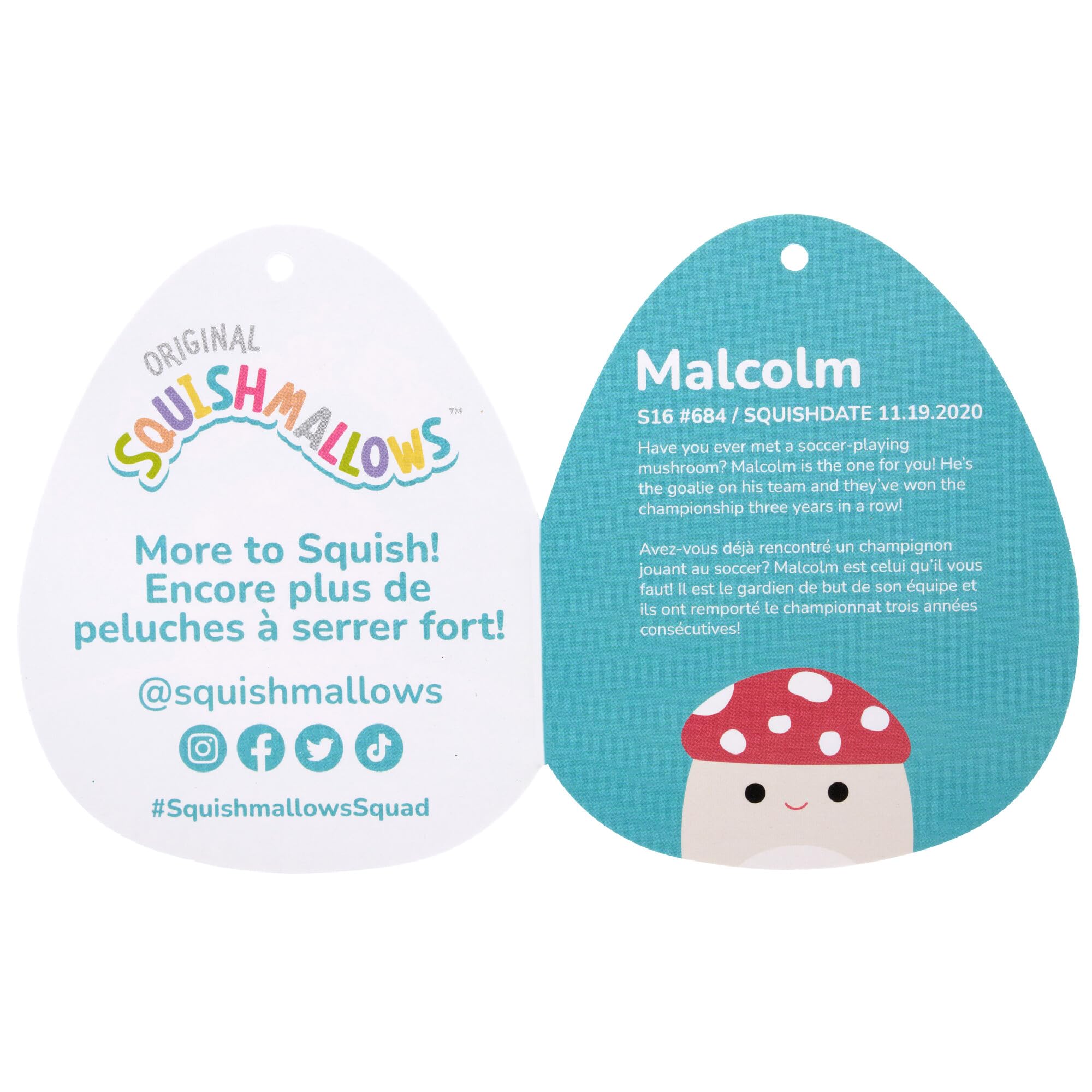 Foto 4 pulgar | Peluche Squishmallows Original Malcolm Mushroom 40 Cm - Venta Internacional.