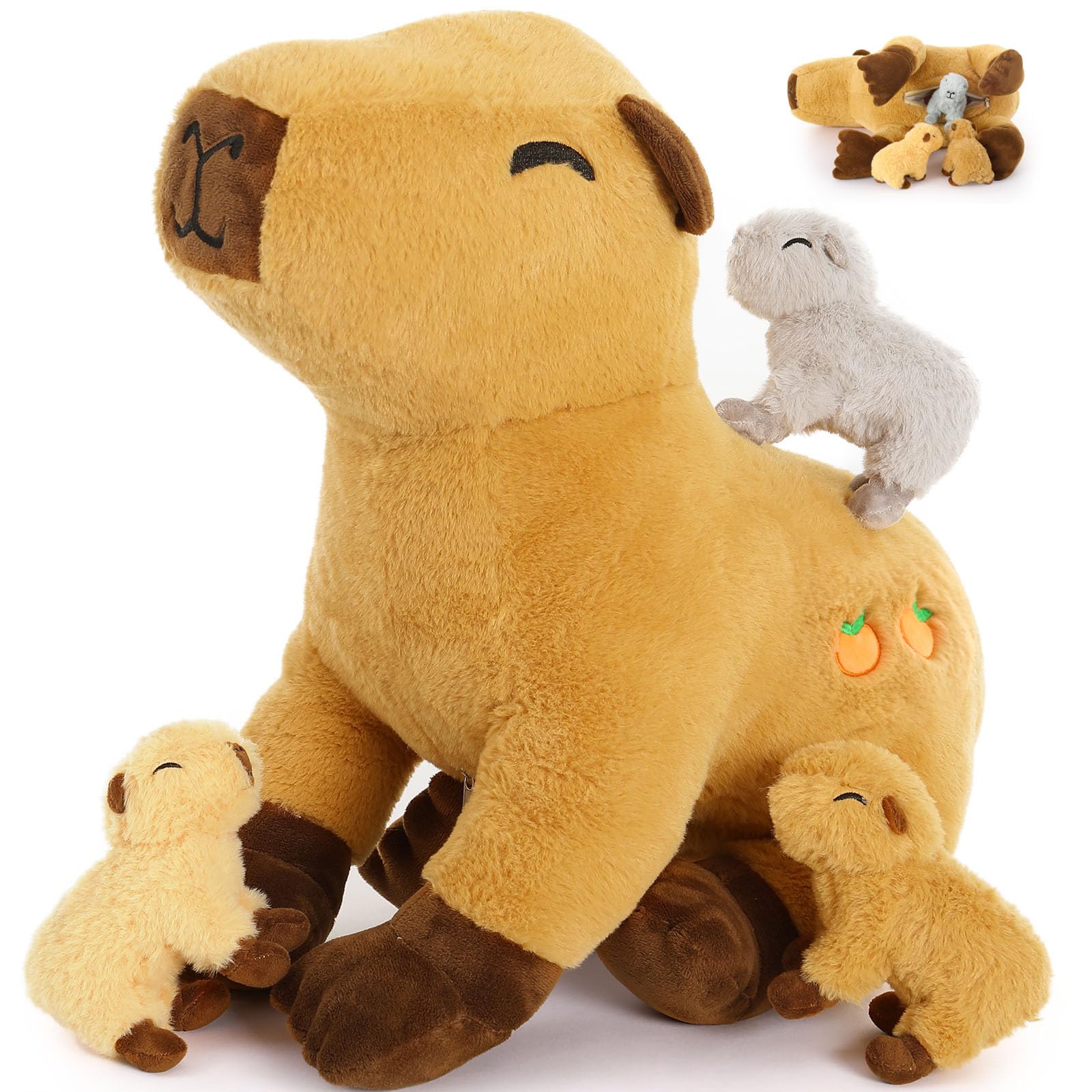 Peluche Morismos Capybara Con Bebé De 50 Cm - Venta Internacional.