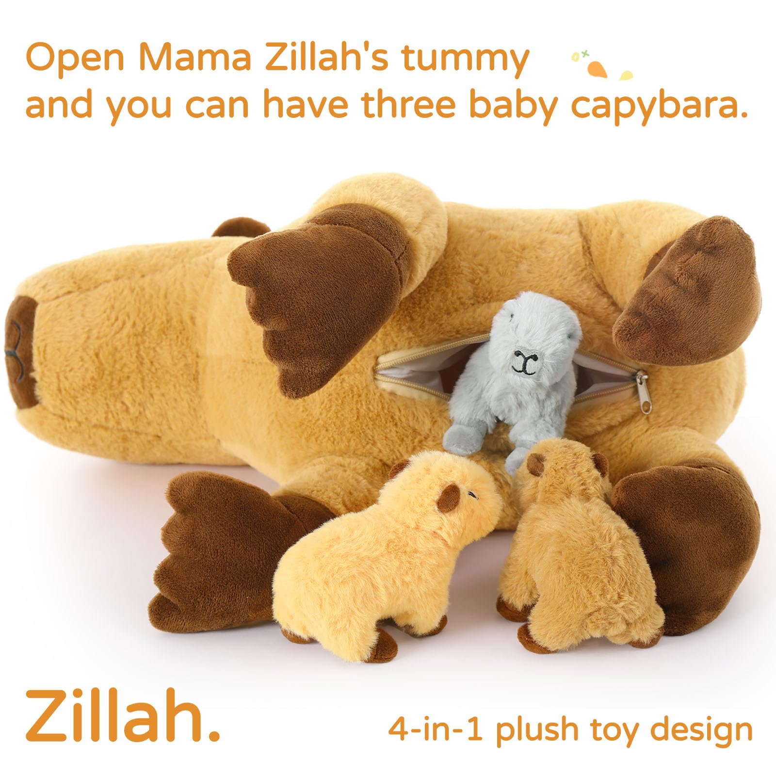 Foto 3 | Peluche Morismos Capybara Con Bebé De 50 Cm - Venta Internacional.