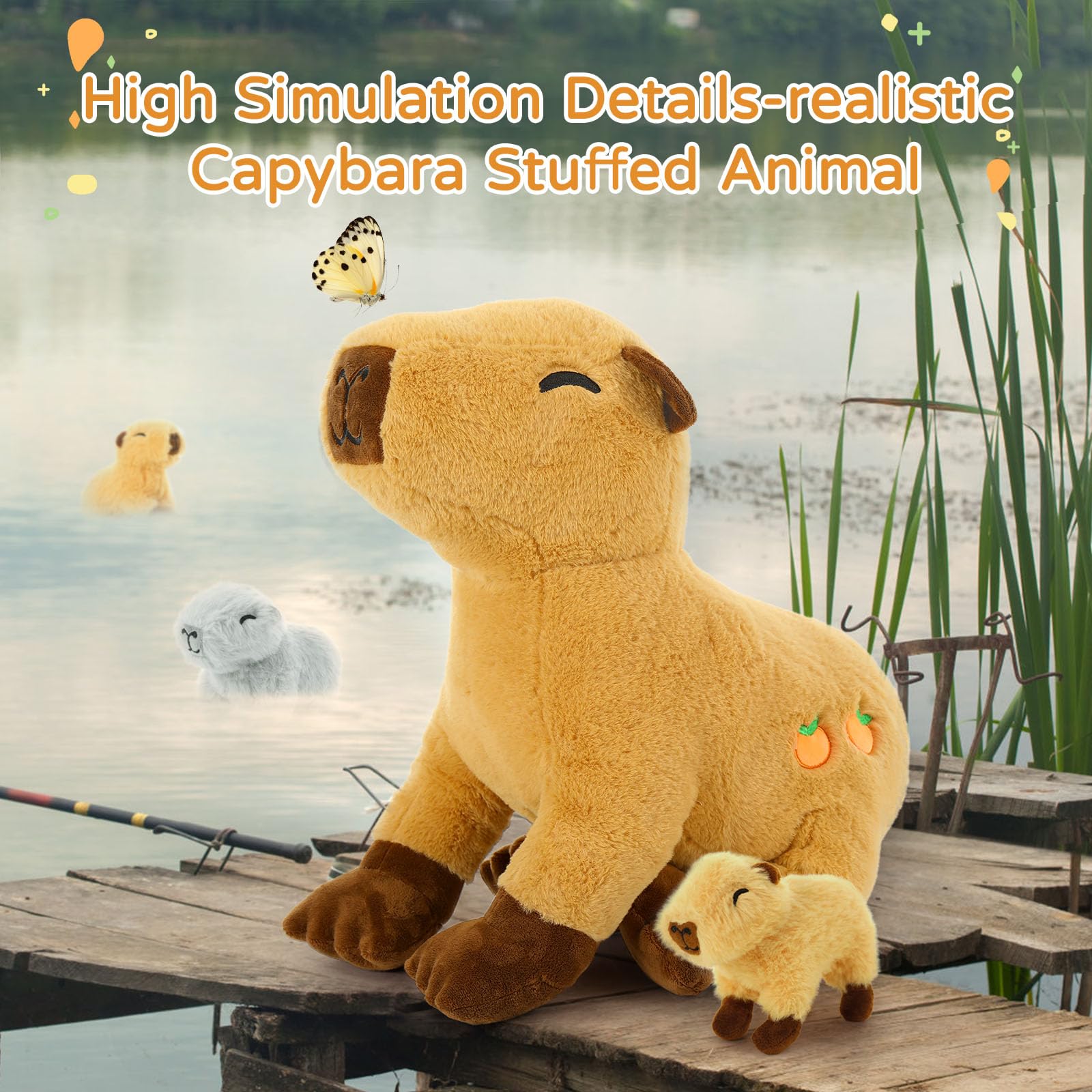 Foto 6 pulgar | Peluche Morismos Capybara Con Bebé De 50 Cm - Venta Internacional.