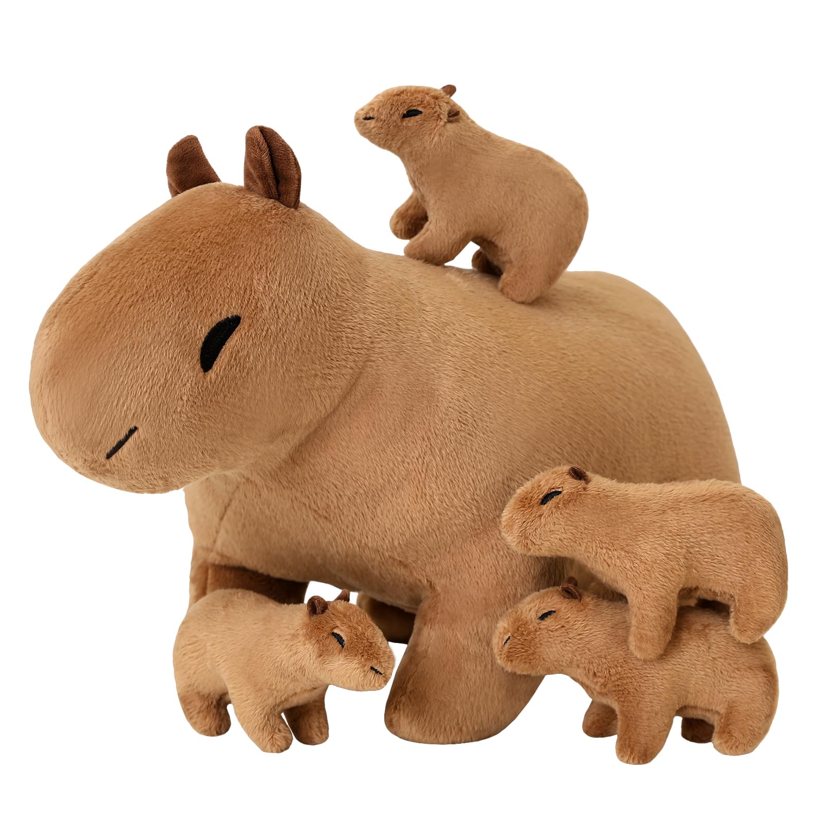 Peluche Sqeqe Capibara Mommy Con 4 Bebés - Venta Internacional.