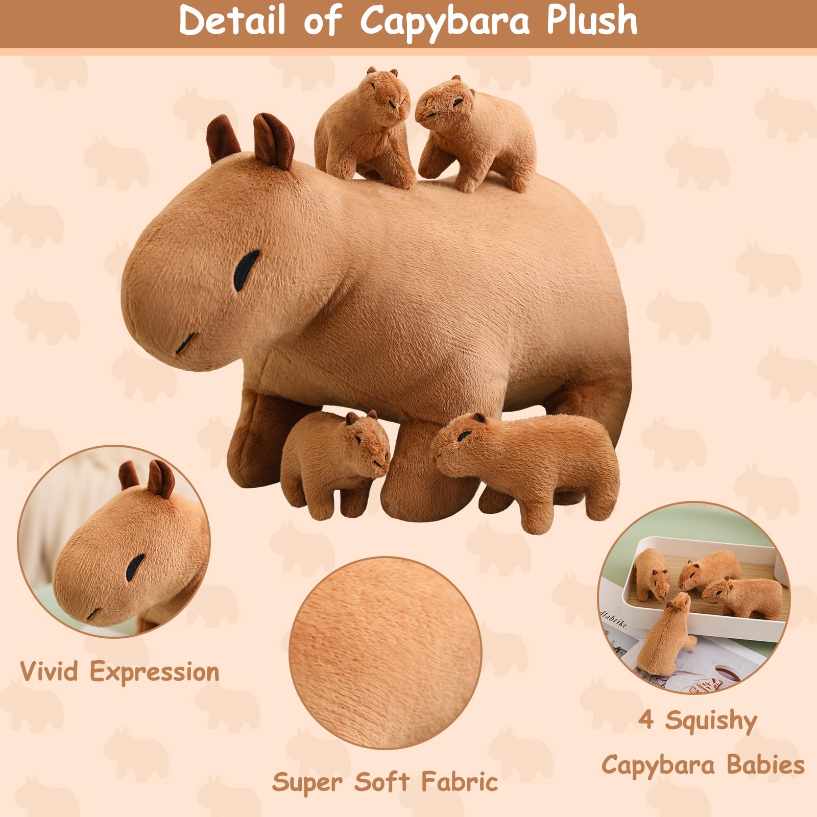 Foto 3 pulgar | Peluche Sqeqe Capibara Mommy Con 4 Bebés - Venta Internacional.