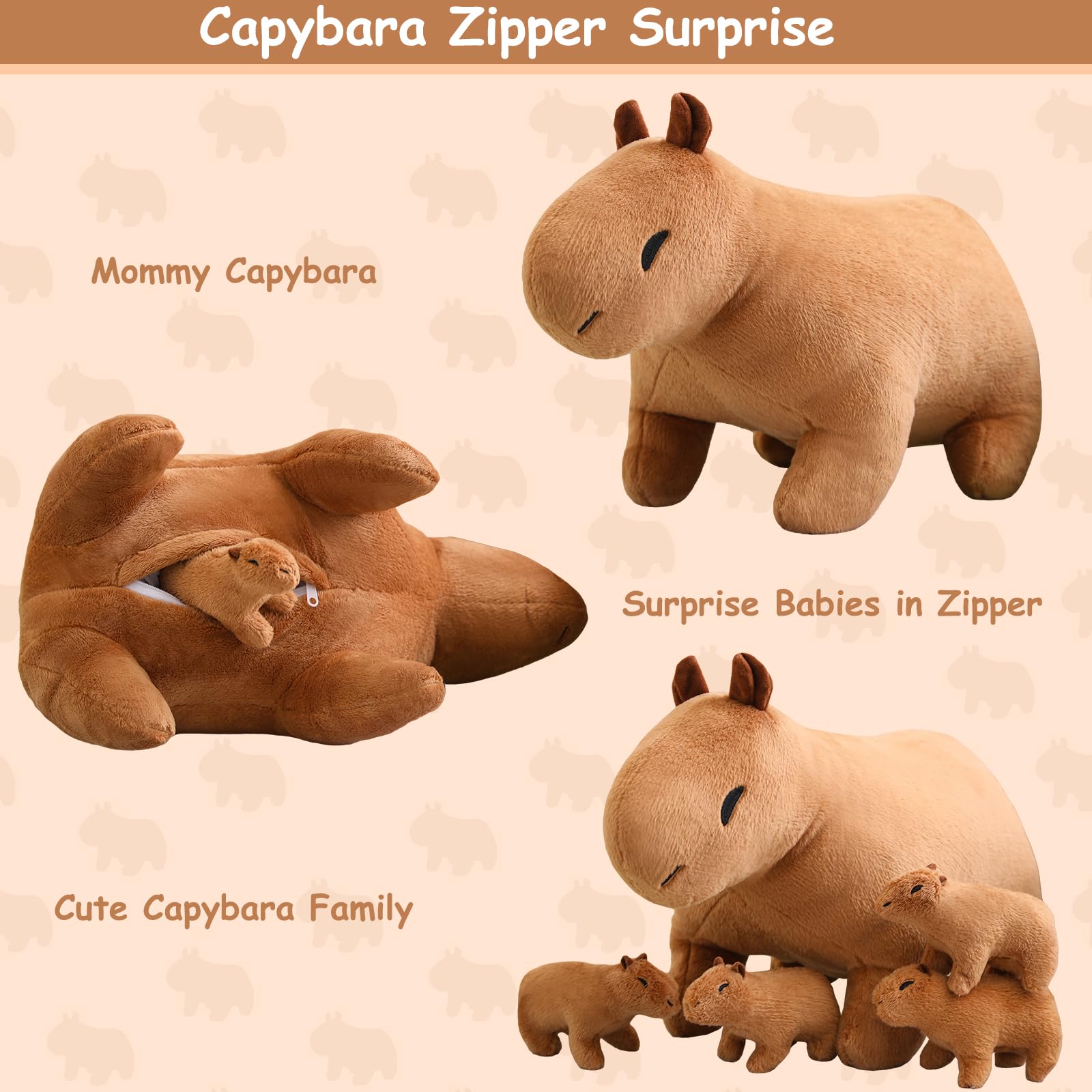 Foto 5 pulgar | Peluche Sqeqe Capibara Mommy Con 4 Bebés - Venta Internacional.