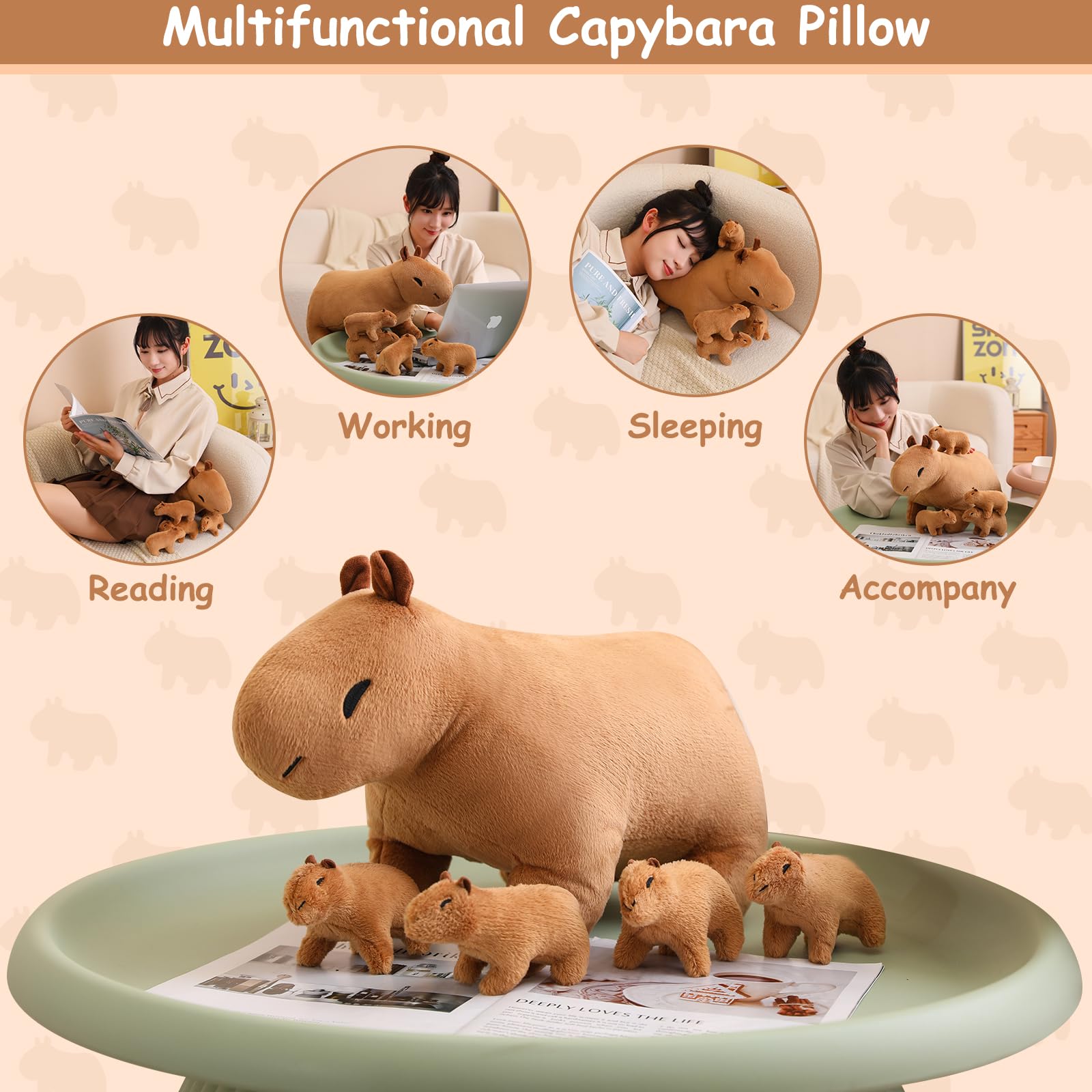 Foto 6 pulgar | Peluche Sqeqe Capibara Mommy Con 4 Bebés - Venta Internacional.