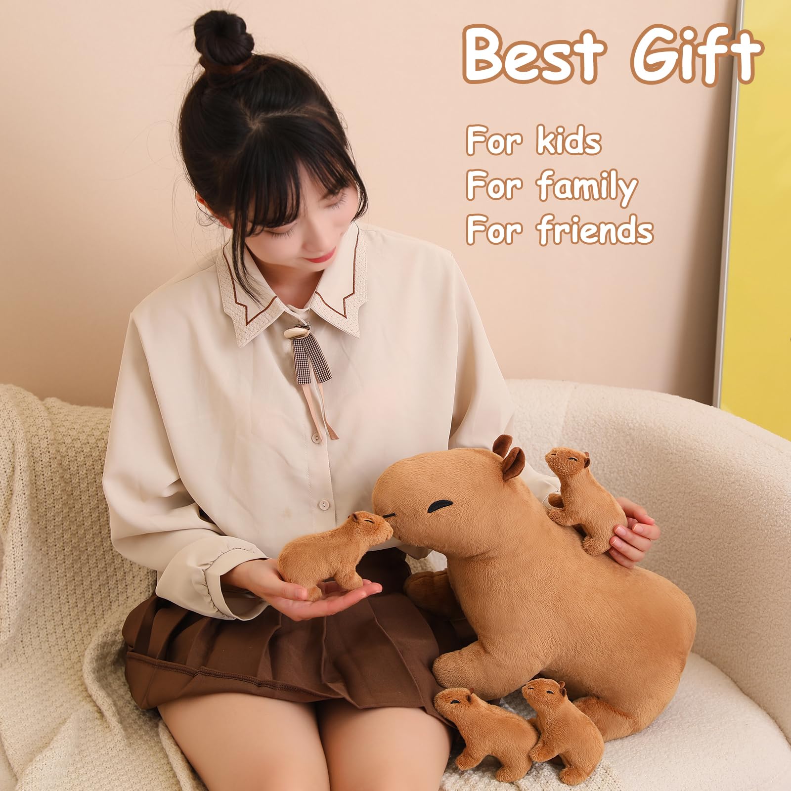 Foto 6 | Peluche Sqeqe Capibara Mommy Con 4 Bebés - Venta Internacional.