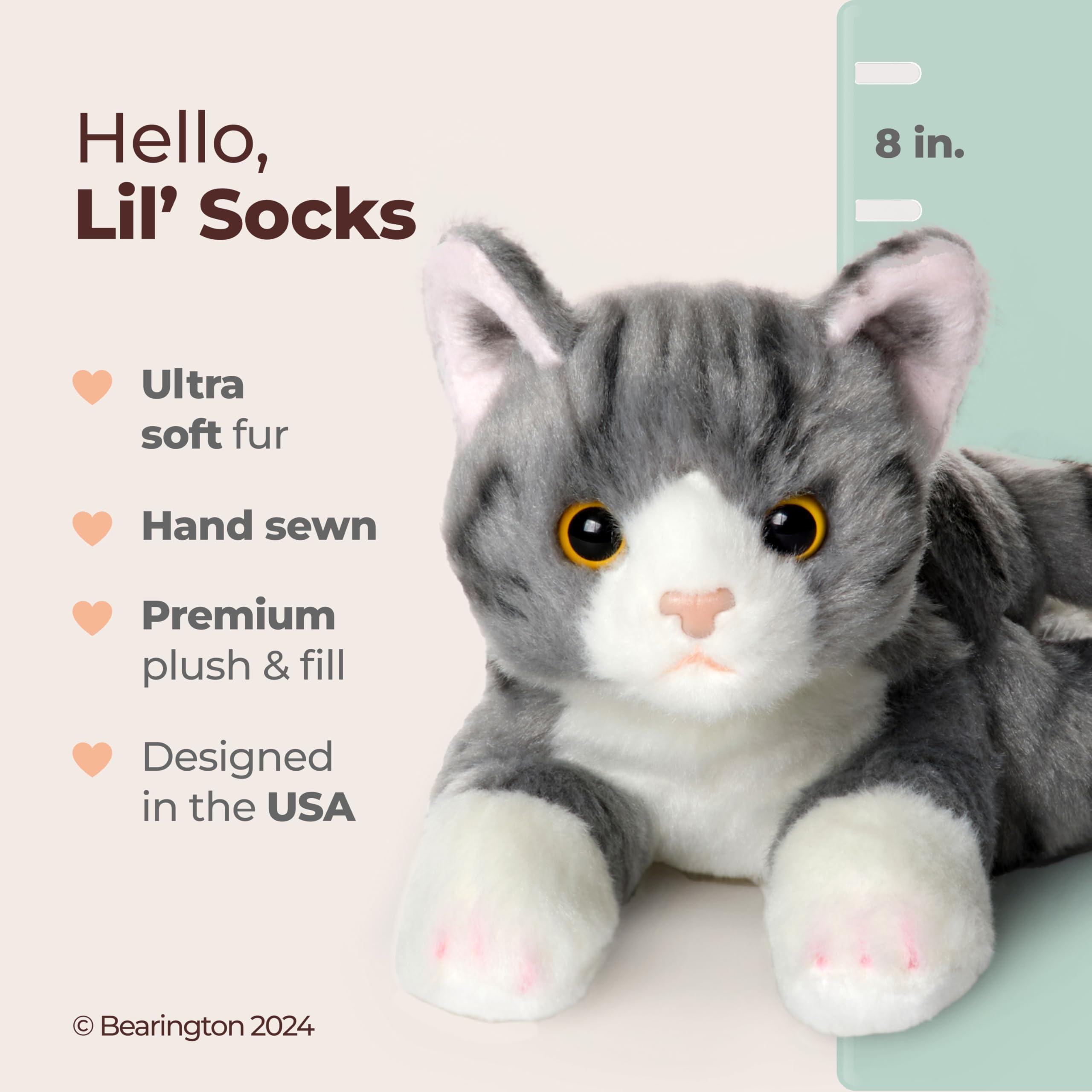 Foto 2 | Calcetines Bearington Lil' De Peluche Con Forma De Gato De 20 Cm Para Niños - Venta Internacional.