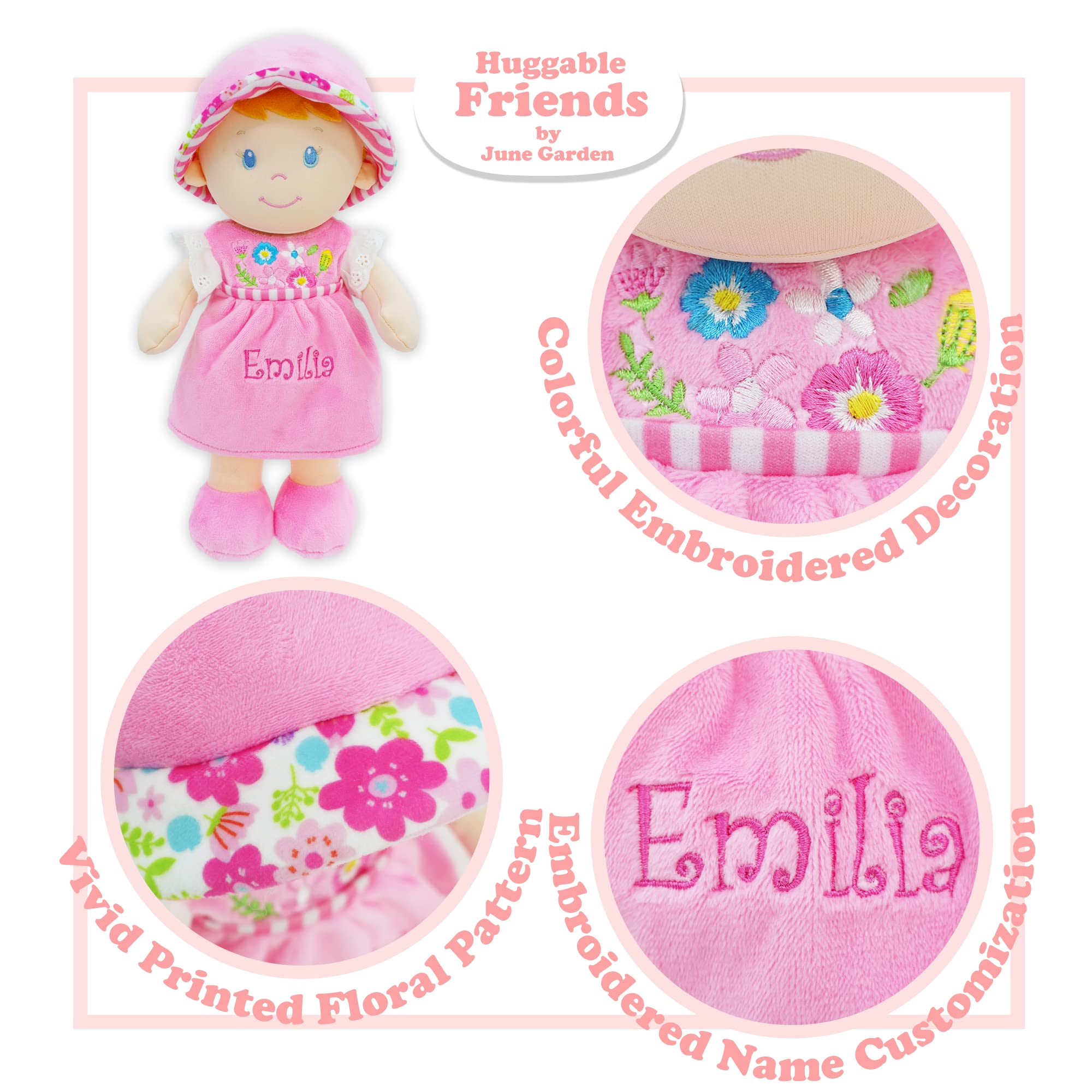 Foto 3 pulgar | Muñeca De Peluche Y Suave June Garden Emilia Con Nombre Personalizado - Venta Internacional.