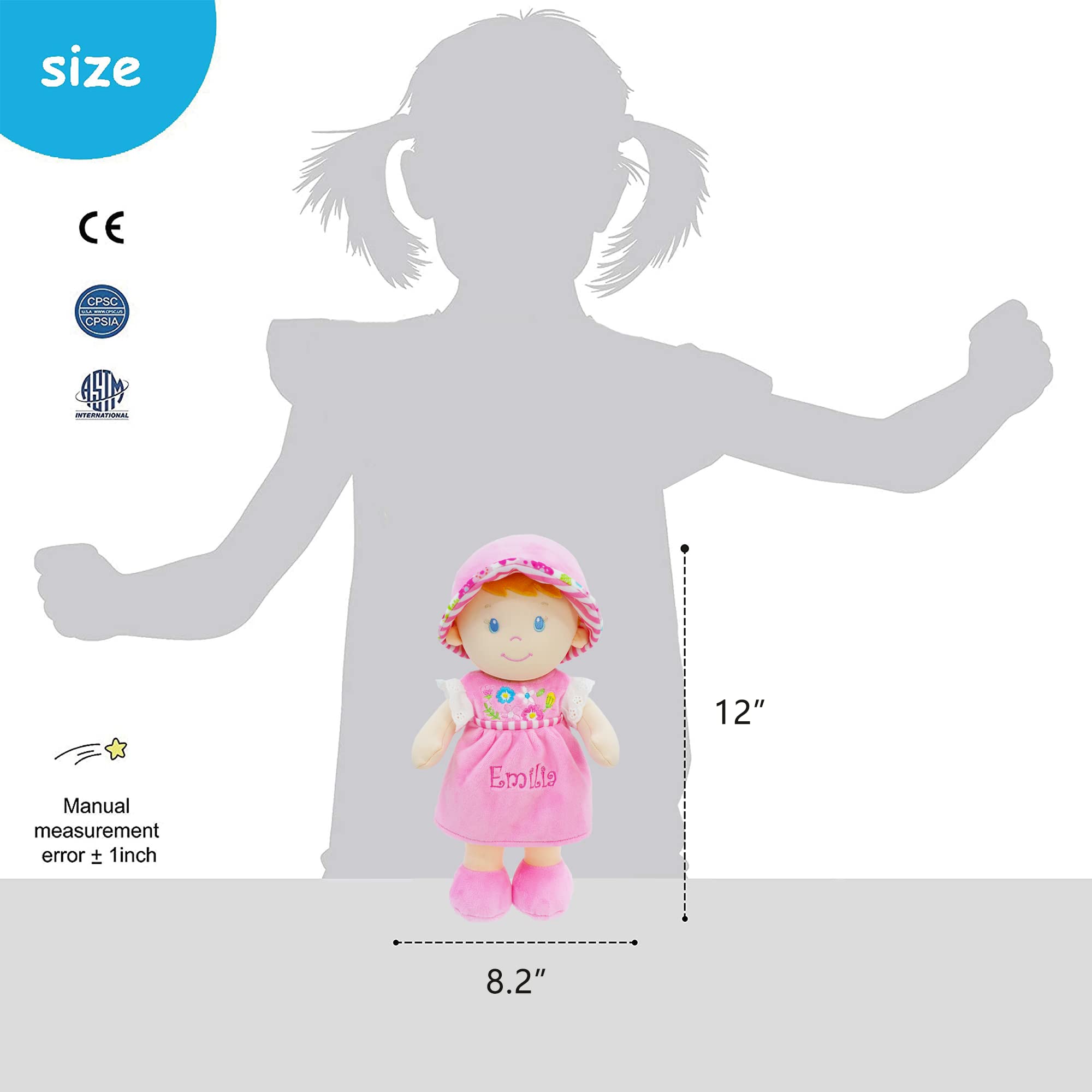 Foto 7 | Muñeca De Peluche Y Suave June Garden Emilia Con Nombre Personalizado - Venta Internacional.